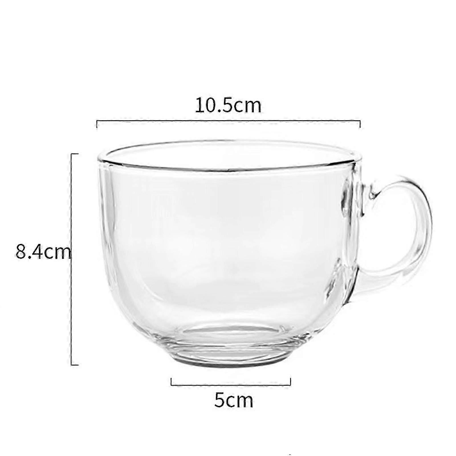 Tasse à café en verre à large ouverture, tasses géantes en verre avec poignée pour le café, le thé, la soupe, la tasse à boire claire