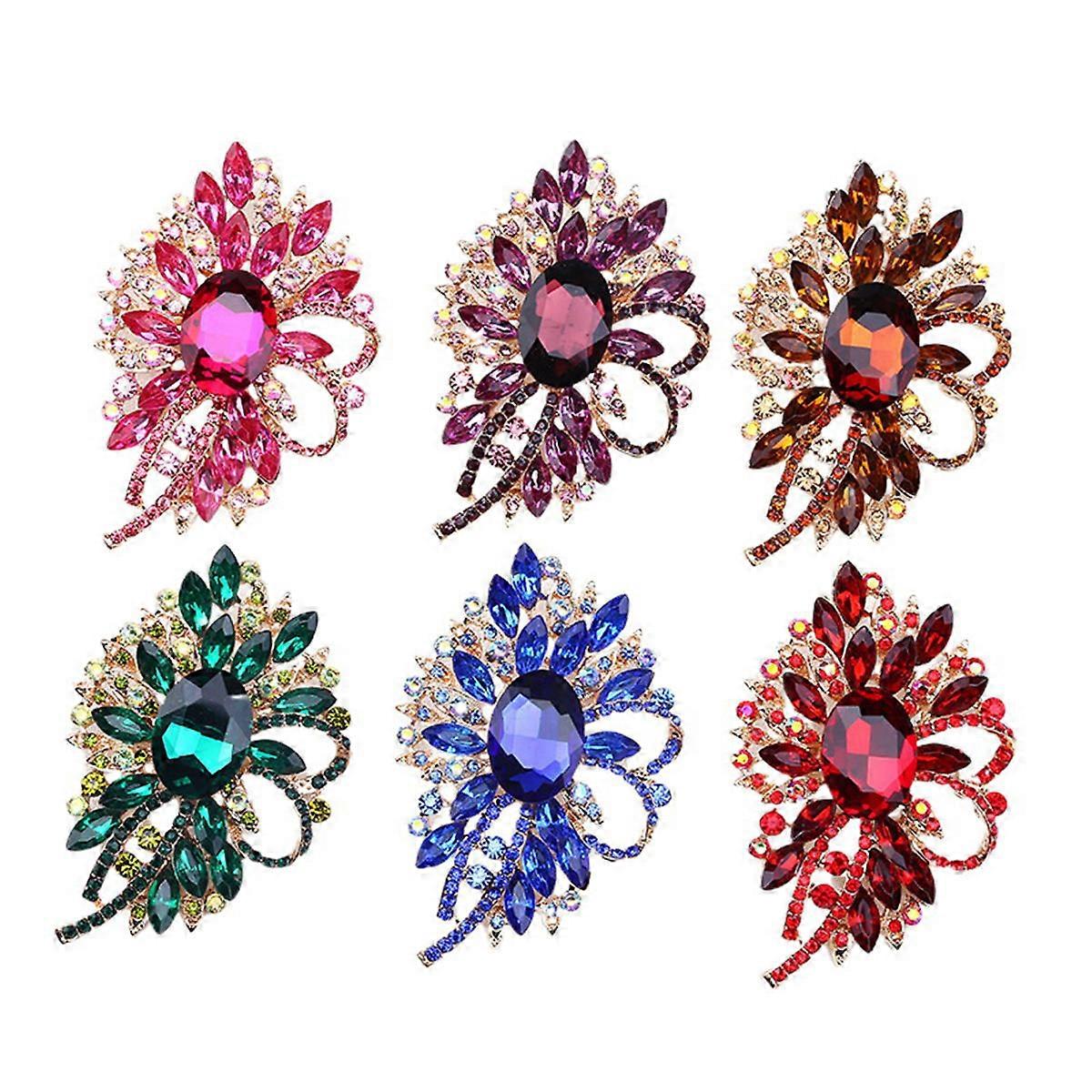 Beautiful Brooch Red Glass Brooch for Decoration 2Pcs Durable Alloy Material