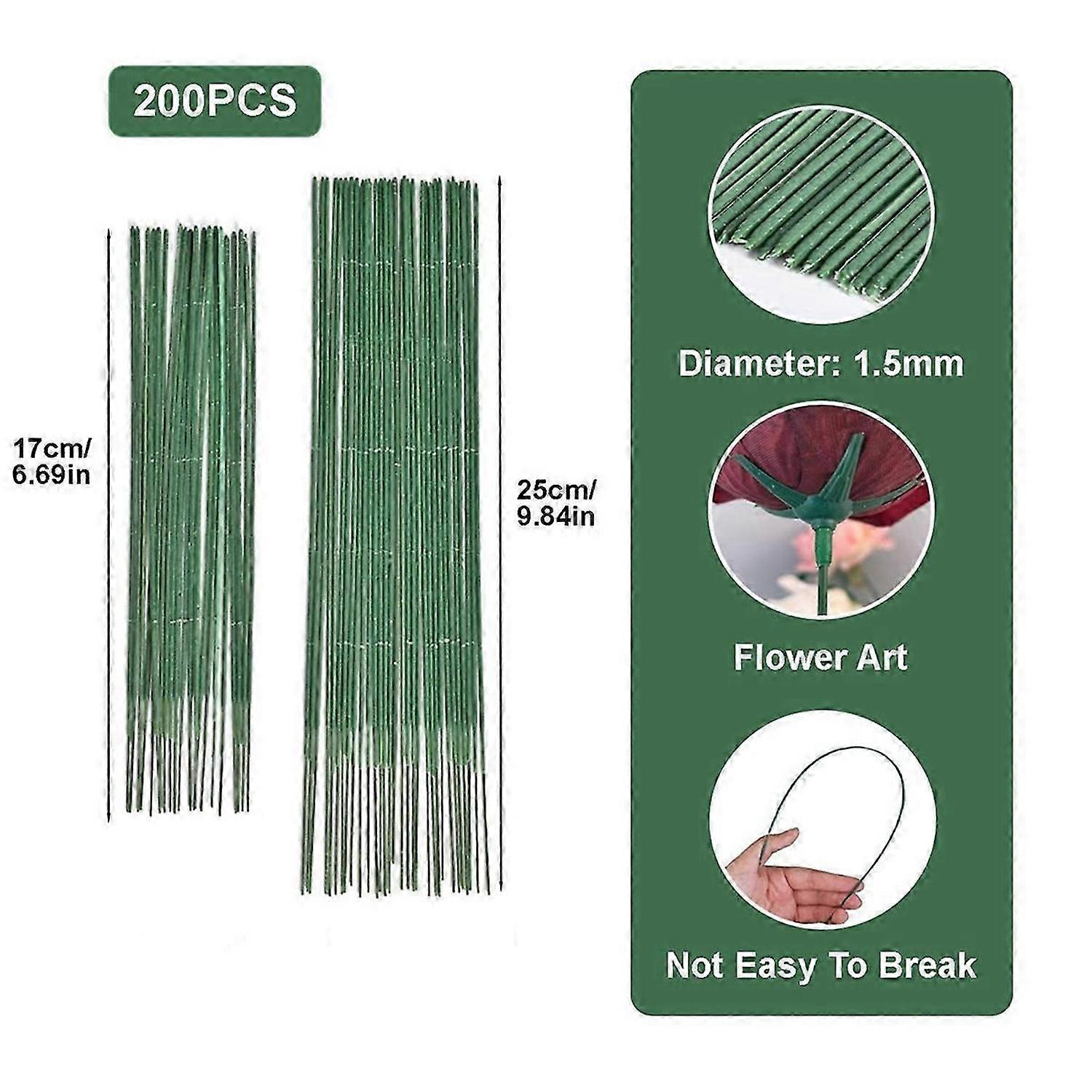 Florist Wire, 200pcs Plastic Floral Stem, Artificial Flower Rod