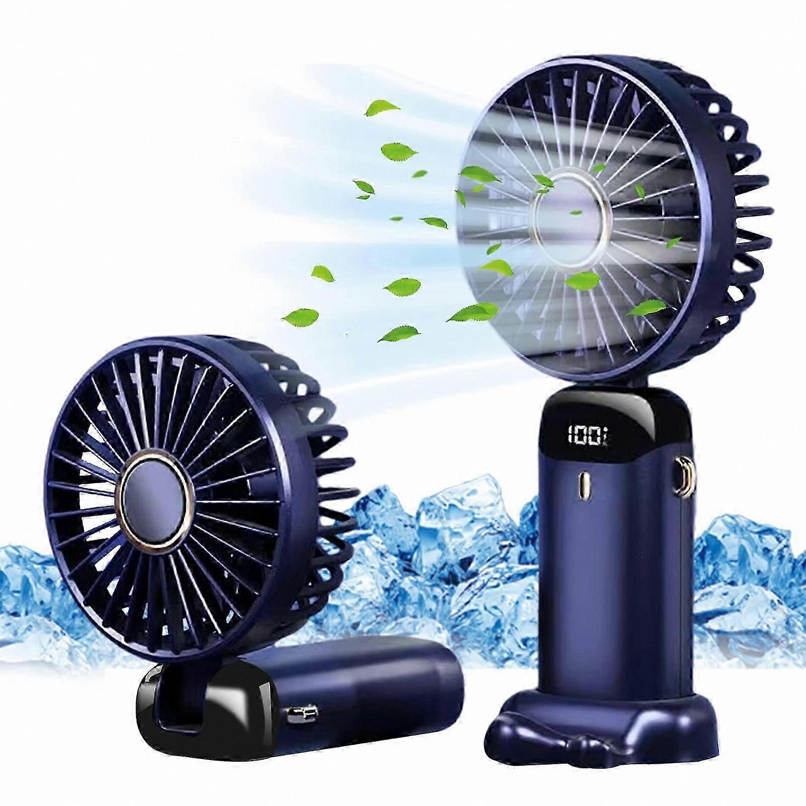 Portable Mini Fan with USB Rechargeable Battery, 5 Speed Settings, LED Display for Home, Office, Travel, and Outdoor Use