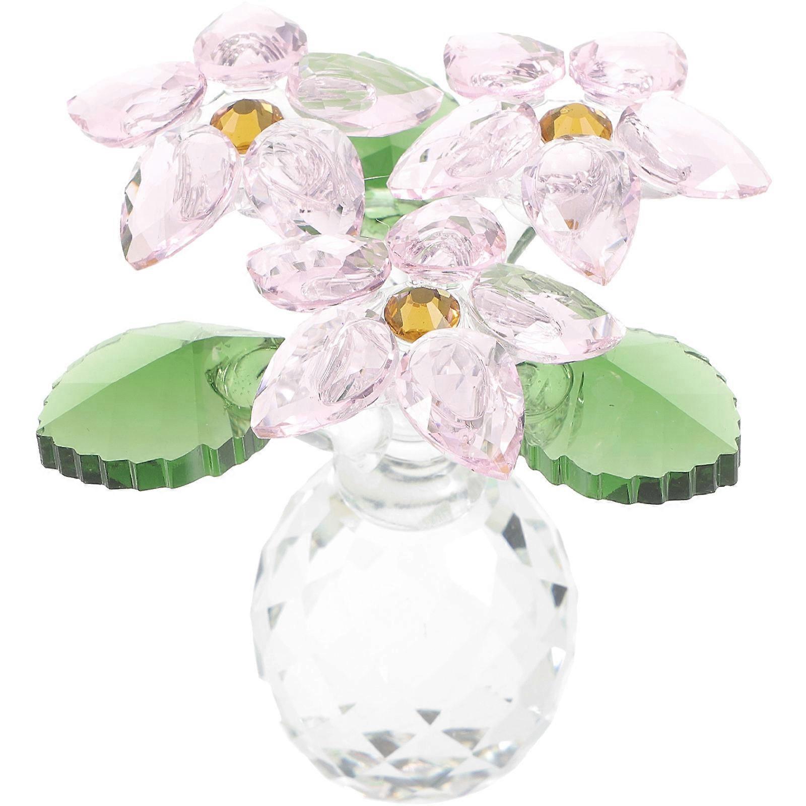 Crystal Flower Glass Craft for Decor with Multi Color Design