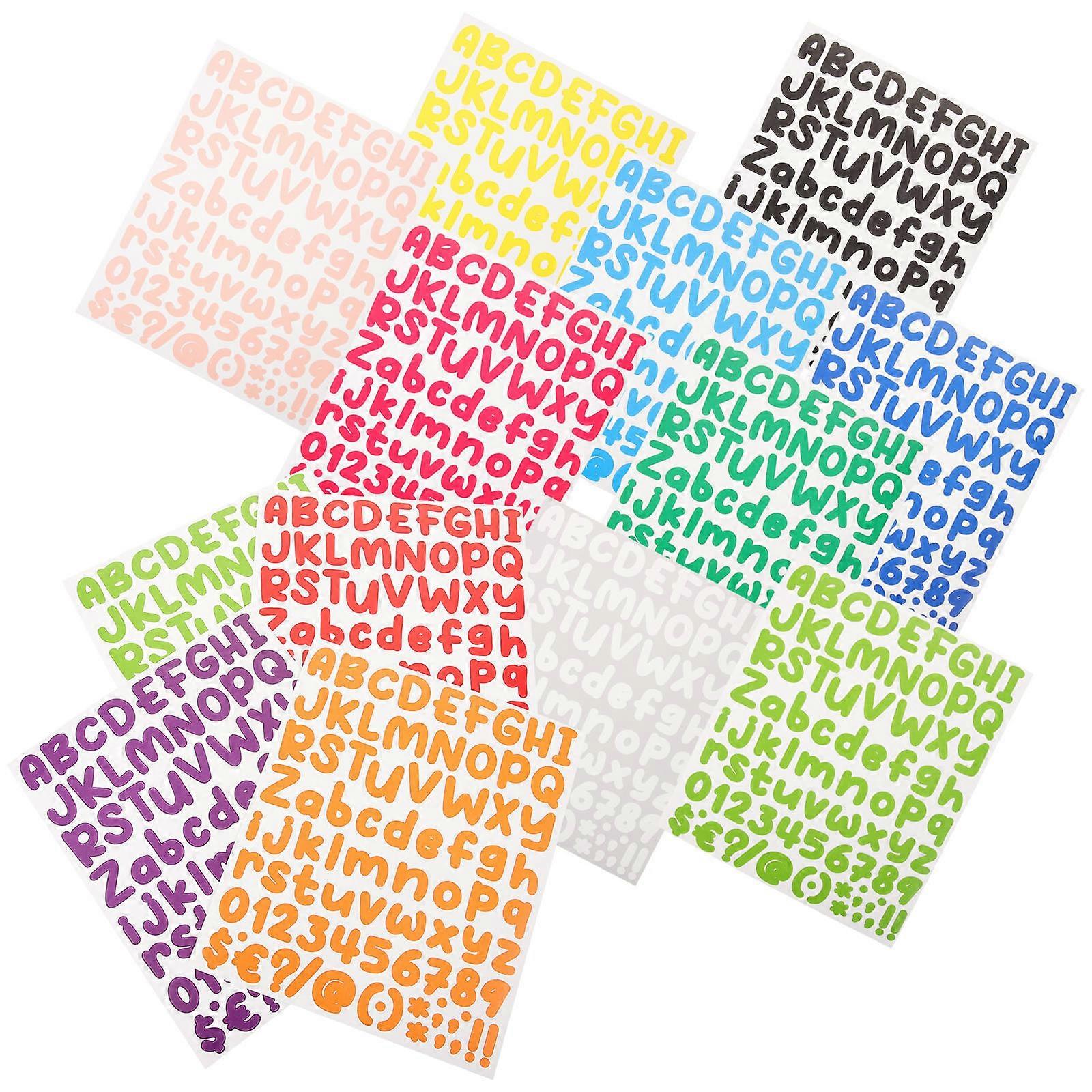 Colored Alphabet Stickers for Decoration 24 Sheets Adhesive Letter Number Stickers