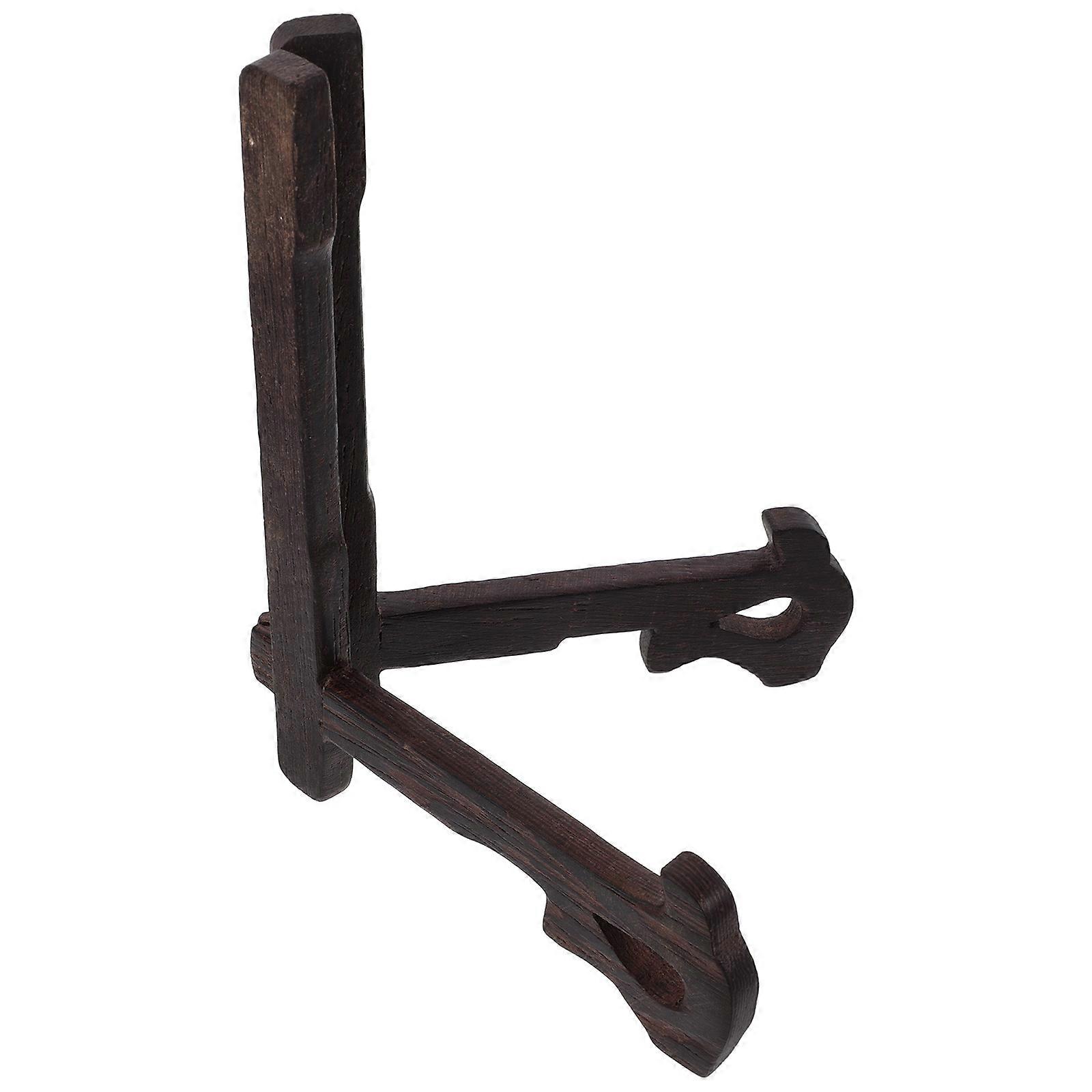 Wood Plate Display Stand for Display 2Pcs Elegant Brown Wooden Holder