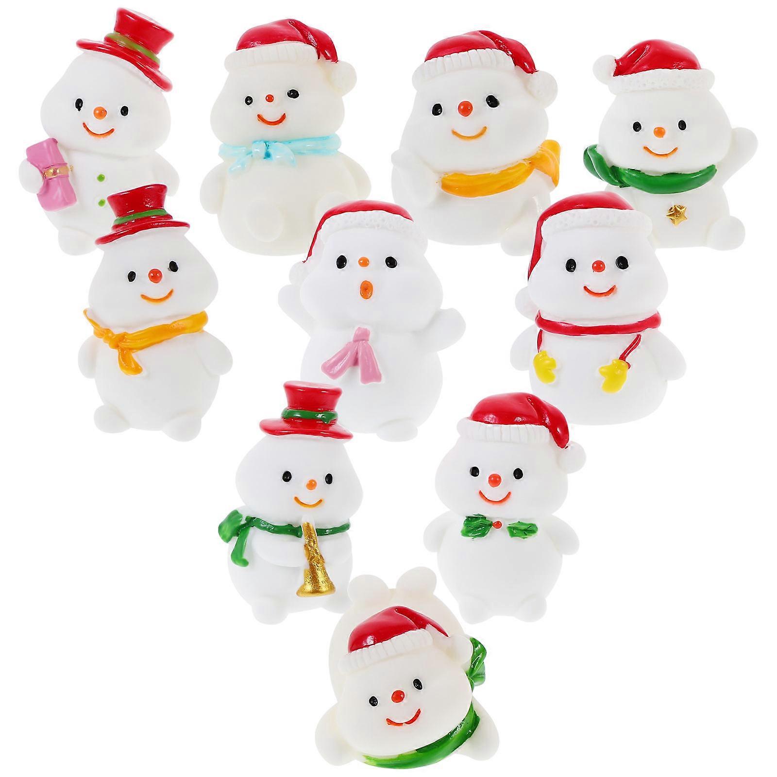 Christmas Miniature Snowman Statue Resin Figurines for Decor 50Pcs Set