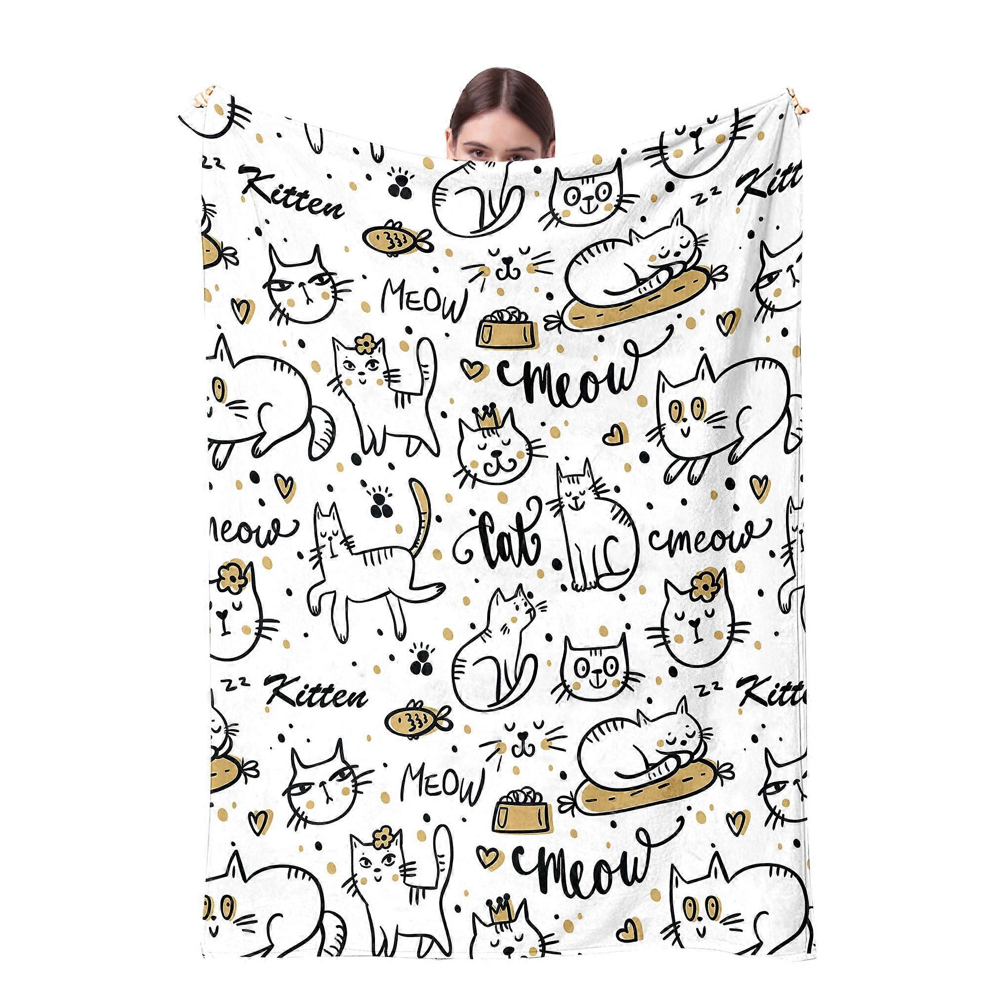 Cat Blanket 60x50 Inches Flannel Fleece Soft Plush Throw For Couch Living Room Decor