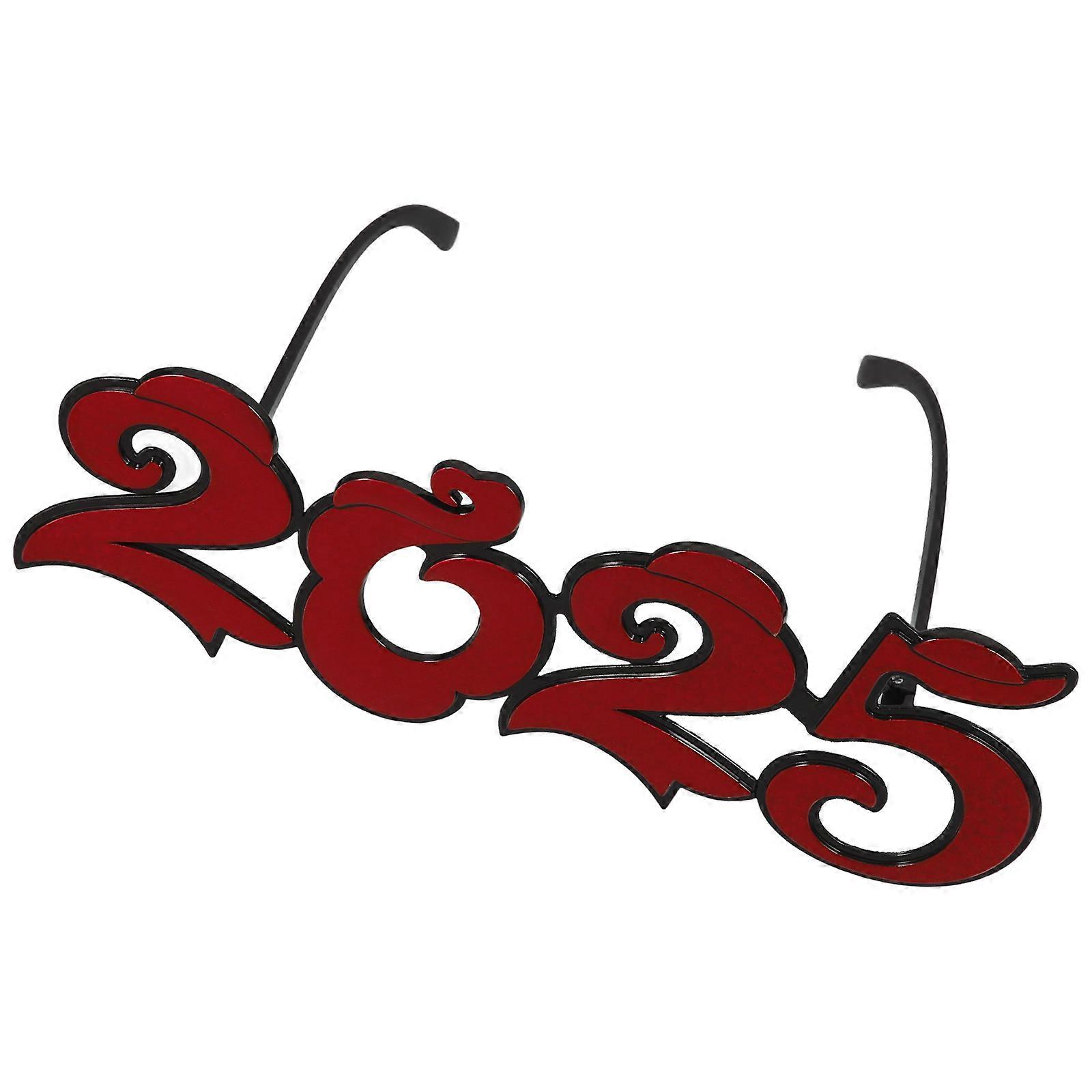 New Year Eyeglass Photo Prop for Party Use Red Pc Eyewear 2025 Design