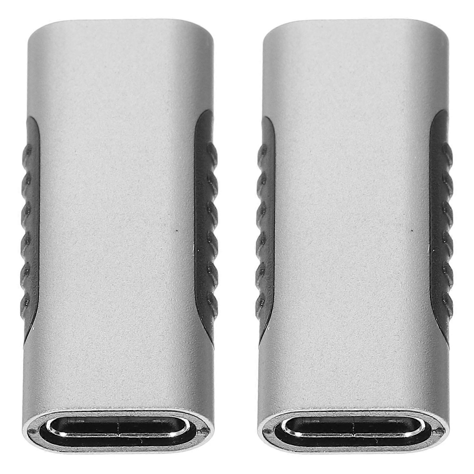 USB C to USB C Adapter for Charging with 4Pcs Silver Aluminum Alloy