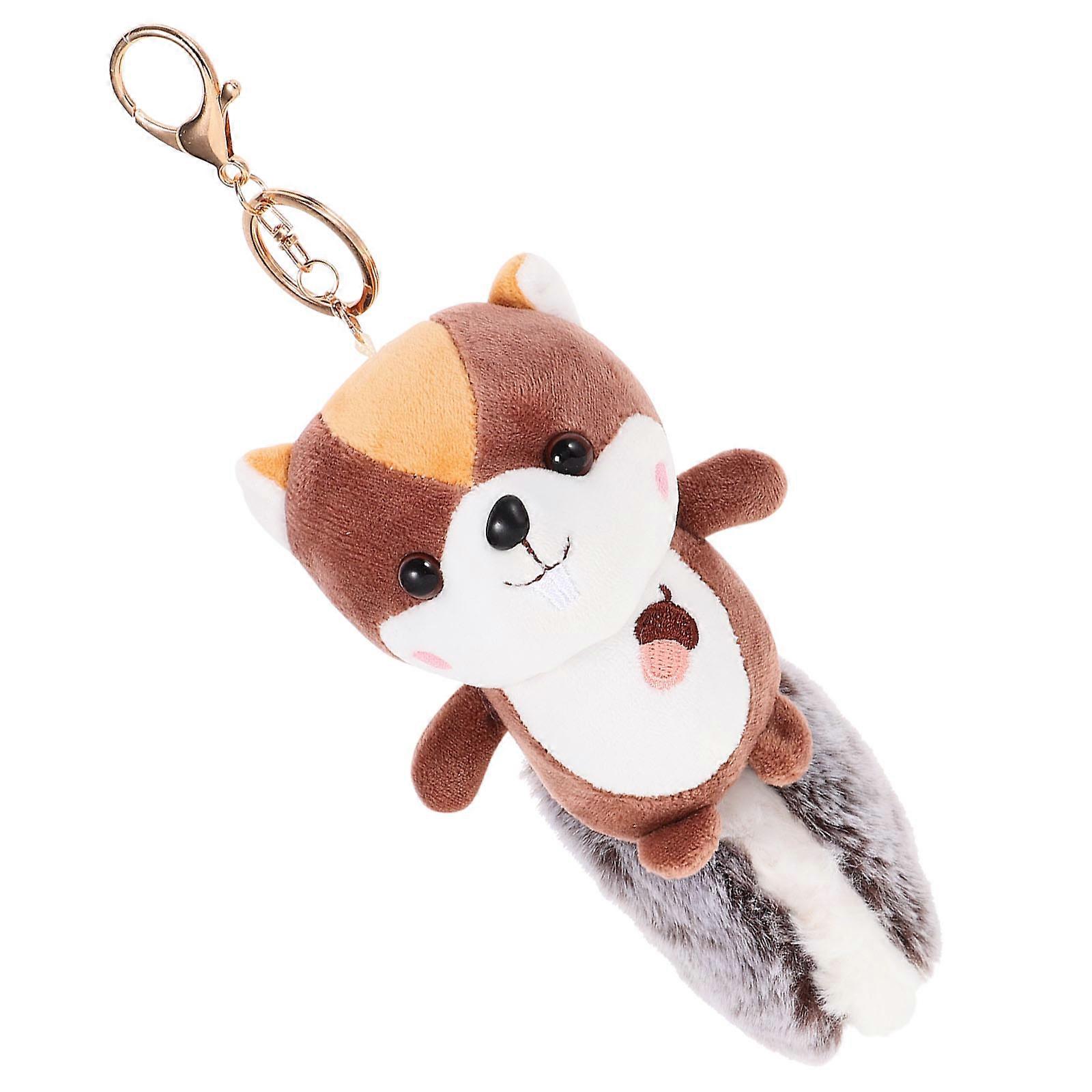 Plush Squirrel Keychain for Key Use with Brown Plush Material