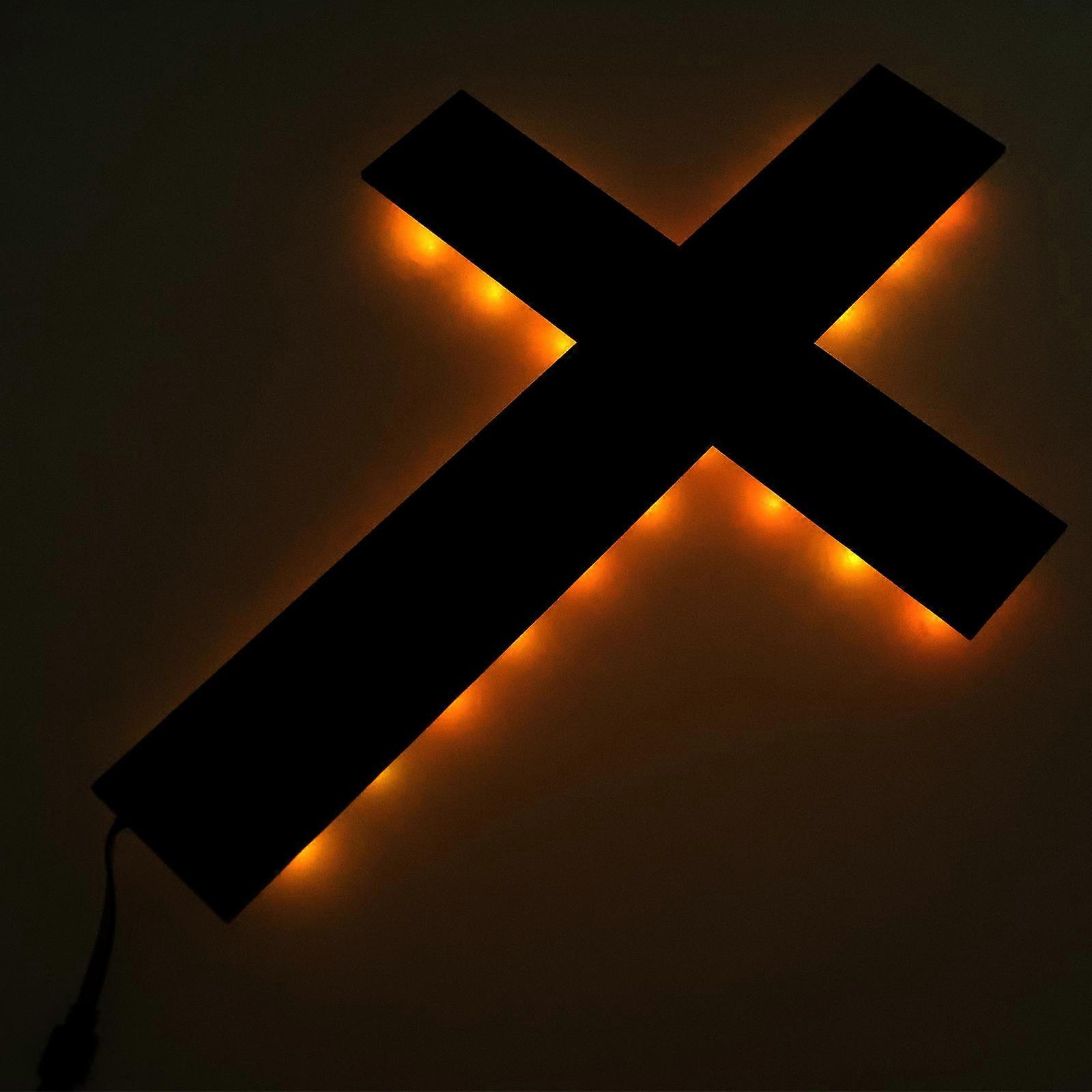 Cross Light Wood Wall Lamp with Remote Control 5Pcs Wall Mounted Light Fixture