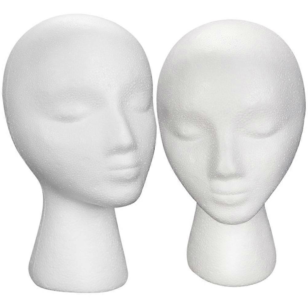 Wig Display Head Mannequin Soft Foam Head Female Head Shape For Hats Wigs 11.00X6.29X4.32in 2Pcs