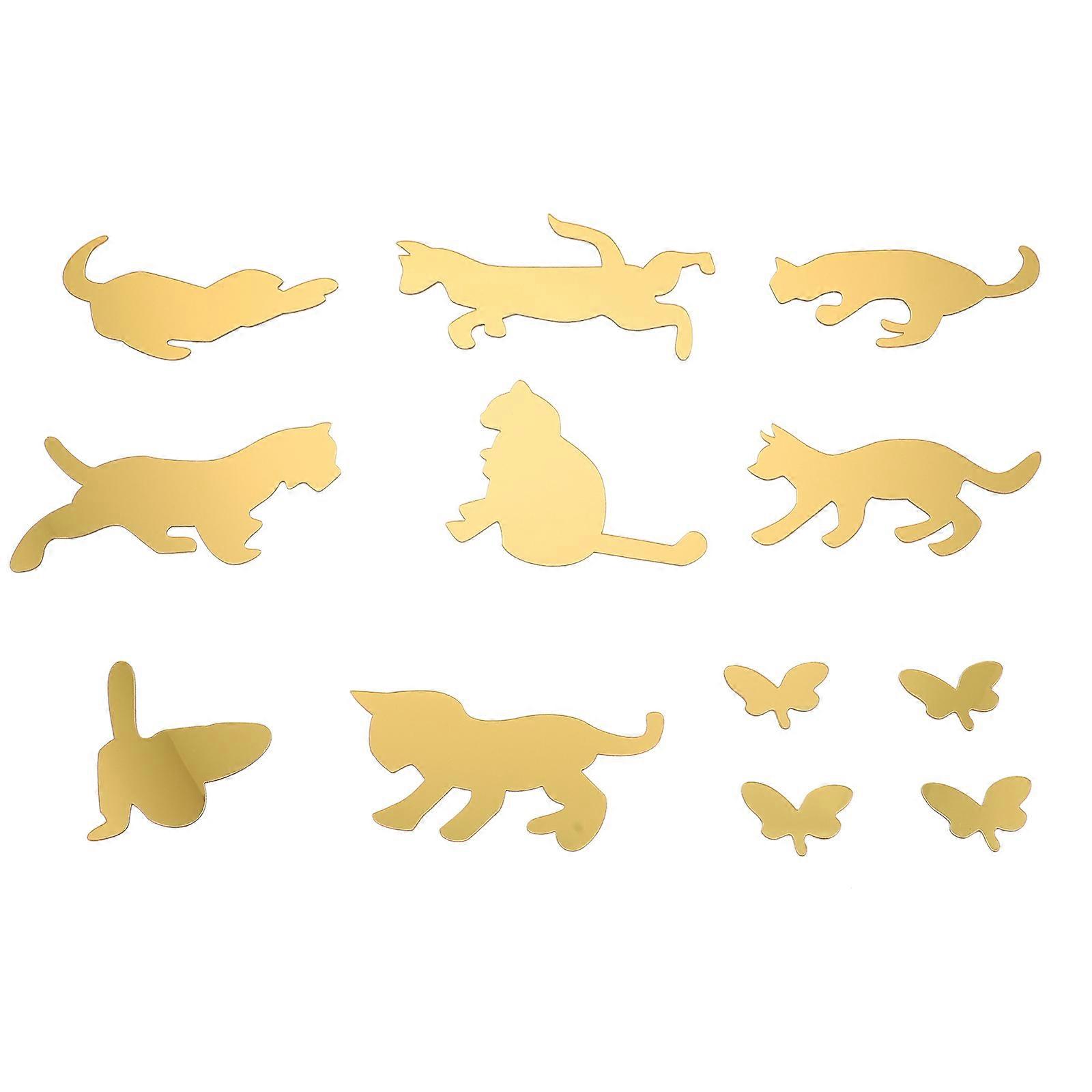 Home Decor Acrylic Cat Mirror Wall Stickers 12Pcs Set