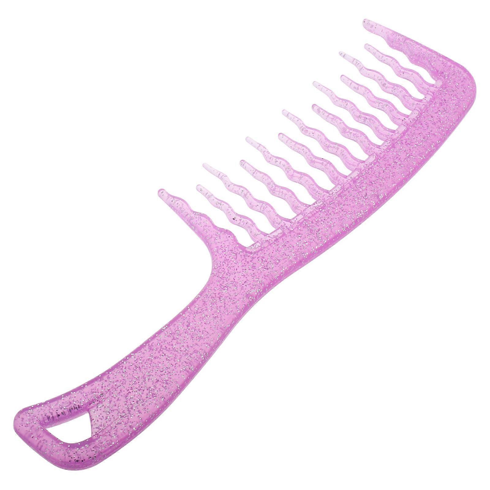Wide Tooth Comb Hairdressing Tool for Styling 2Pcs Purple Plastic Combs