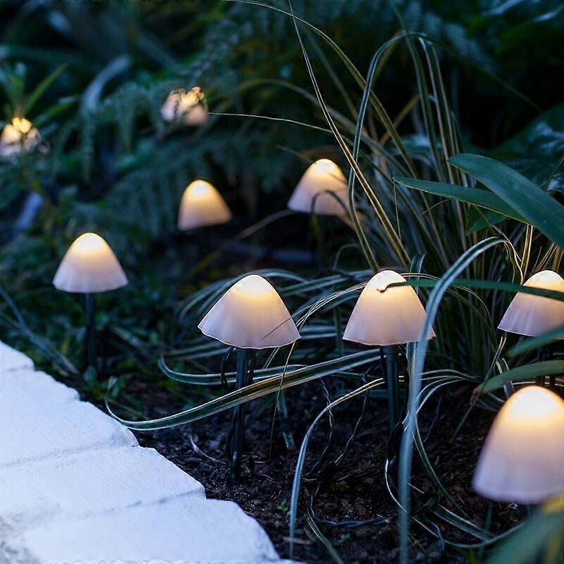12 Warm White LED Solar Mushroom Lights,