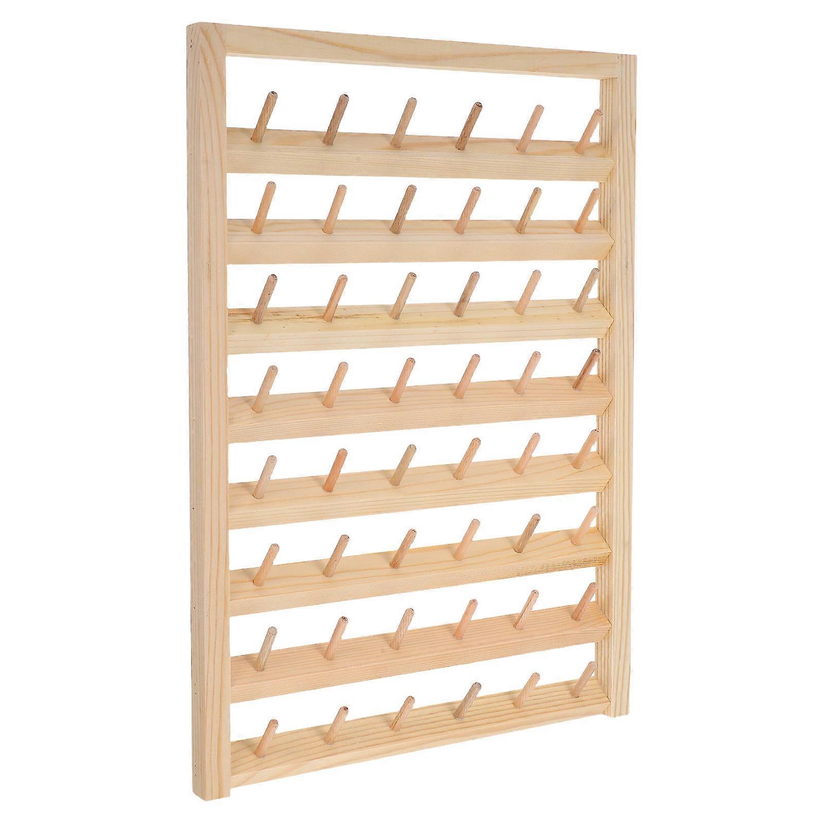 Thread And Bobbin Organizer Bamboo Spool Holder Workshop Storage Rectangular Shape Simple Design Khaki 43.00X30.50X3.50CM 1Set