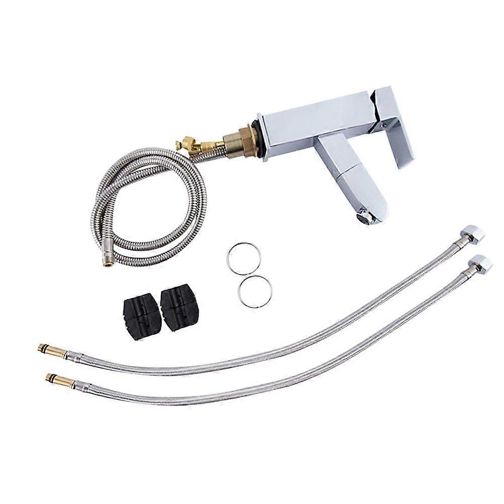 3Pcs Sink Faucet Convenient Use For Home Office Hot Cold Water Supply Featuring Easy Installation And Rectangular Shape