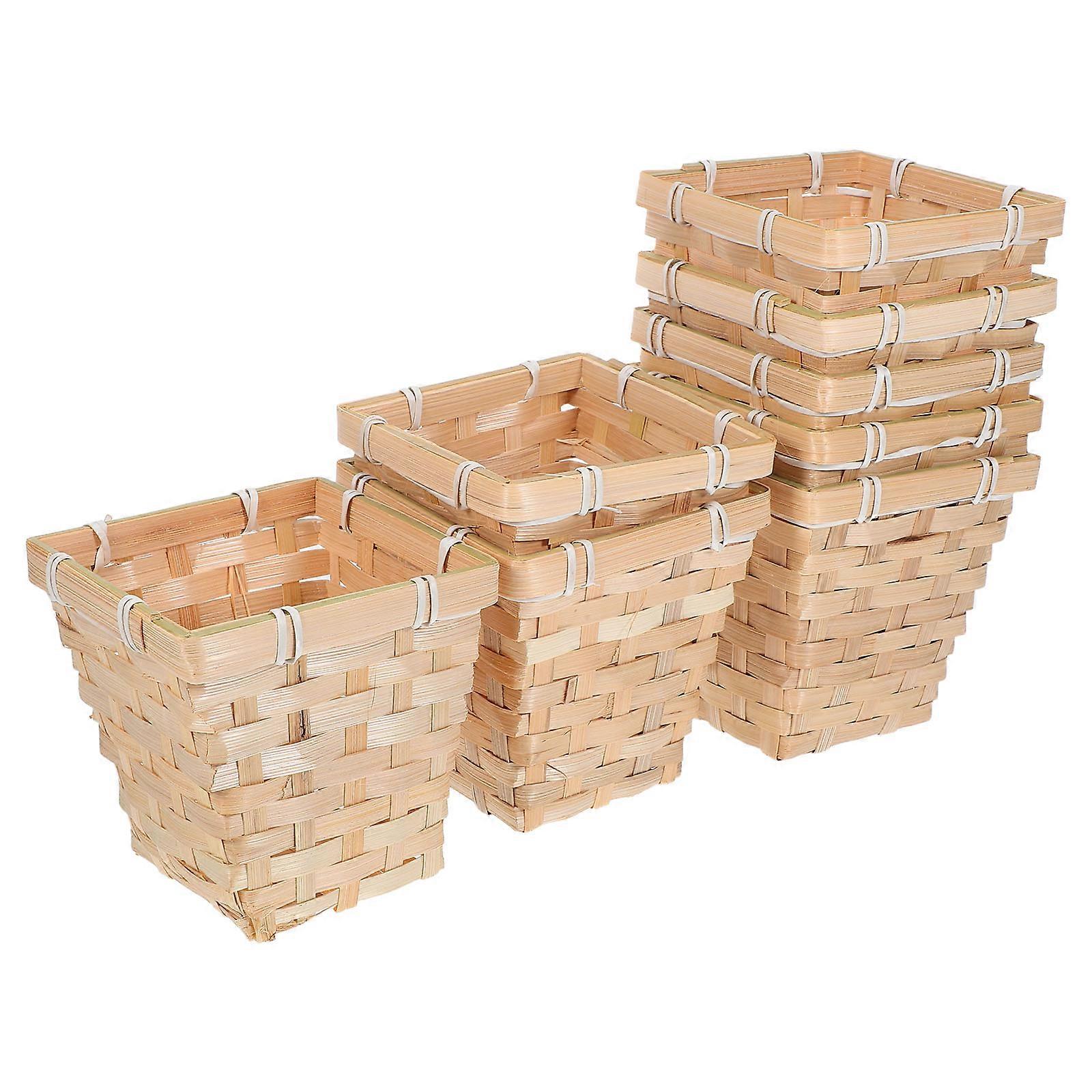 Decorating Mini Storage Bins 4.72Inch Square Bamboo Baskets For Home Decor Office Or Study 24Pcs Rustic Style