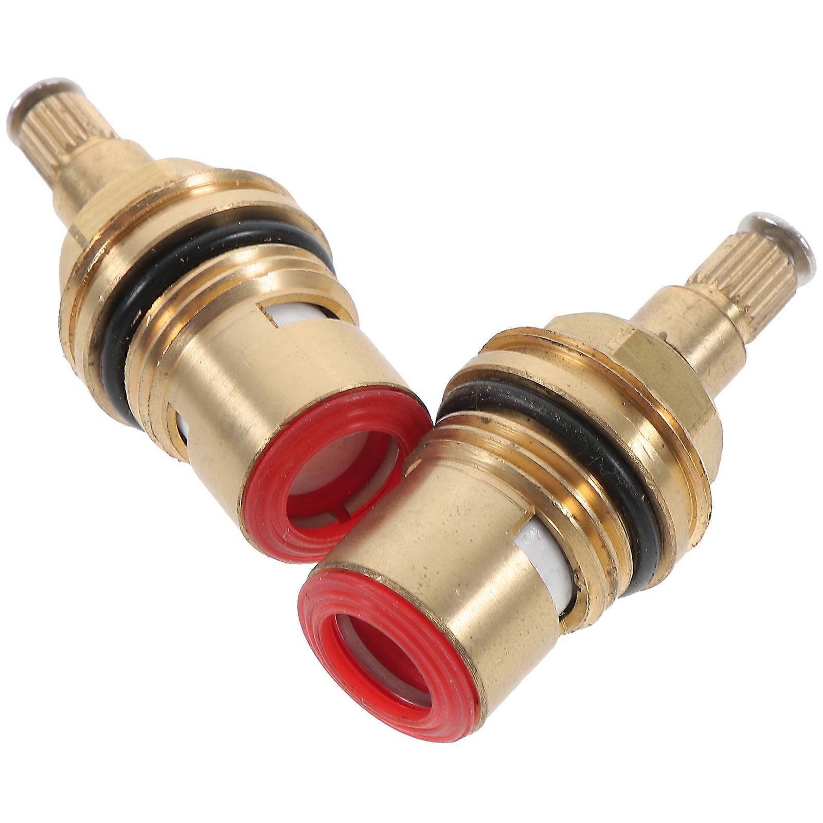 Hot Cold Water Replacement Core for Faucet 2Pcs Red Bathroom Tap