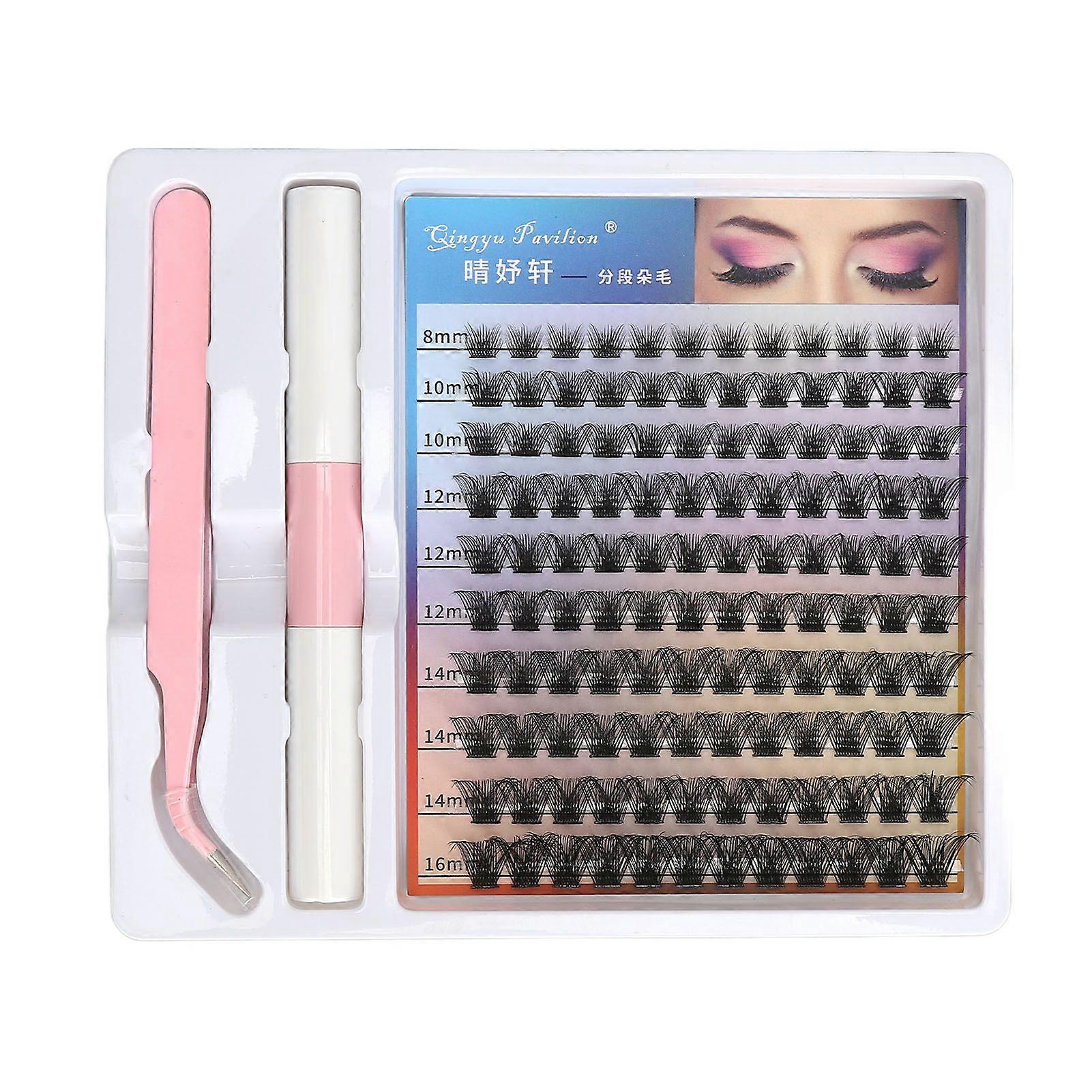 DIY Eyelash Extension Kit 120pcs Clusters 816mm Individual Lash Extension Kit with 2ml Dual Use Glue Lash Tweezers