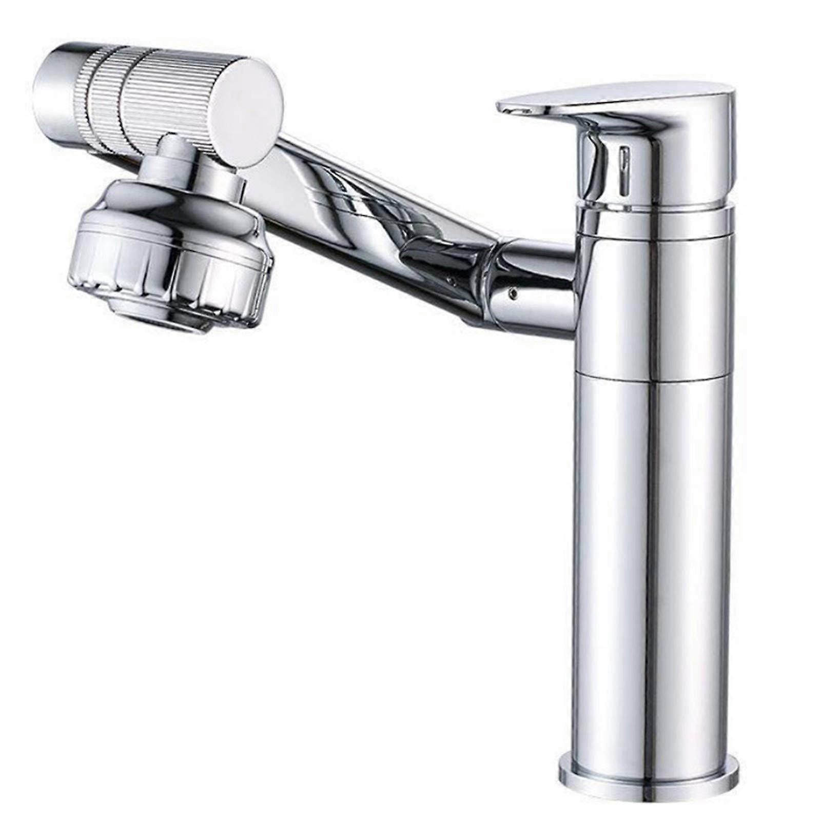 Universal 360° Swivel Sink Faucet Single Hole Hot Cold Water Mixer Tap Chrome Finish for Bathroom Kitchen Basin Fixture