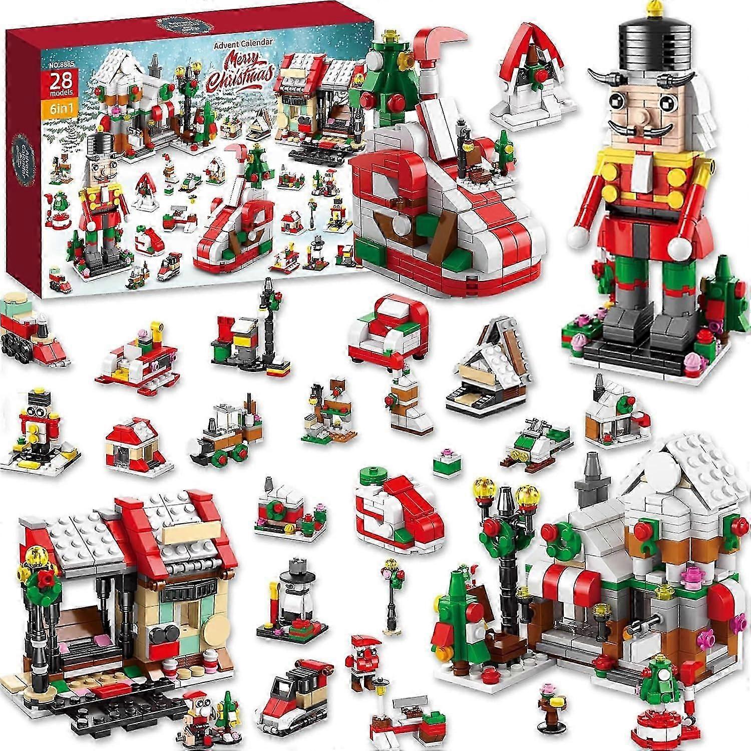 2025 Christmas Building Blocks Toy Set Advent Calendar, Xmas 24 Days Countdown Surprise Box Gift for Kids