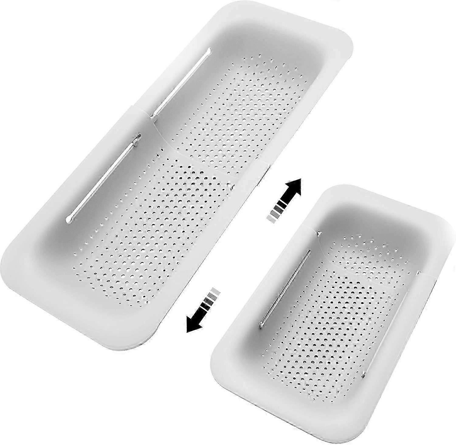 25-26 Collapsible Extendable Plastic Sink Colanders and Strainers Basket for Kitchen Length 14.3 inch-19.4 inch