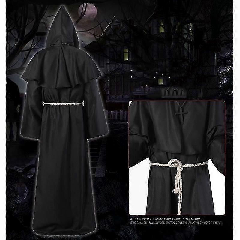 Strój średniowiecznego mnicha, szata zakonnika, starożytny strój kapłana, strój czarodzieja, historyczny strój chrześcijański