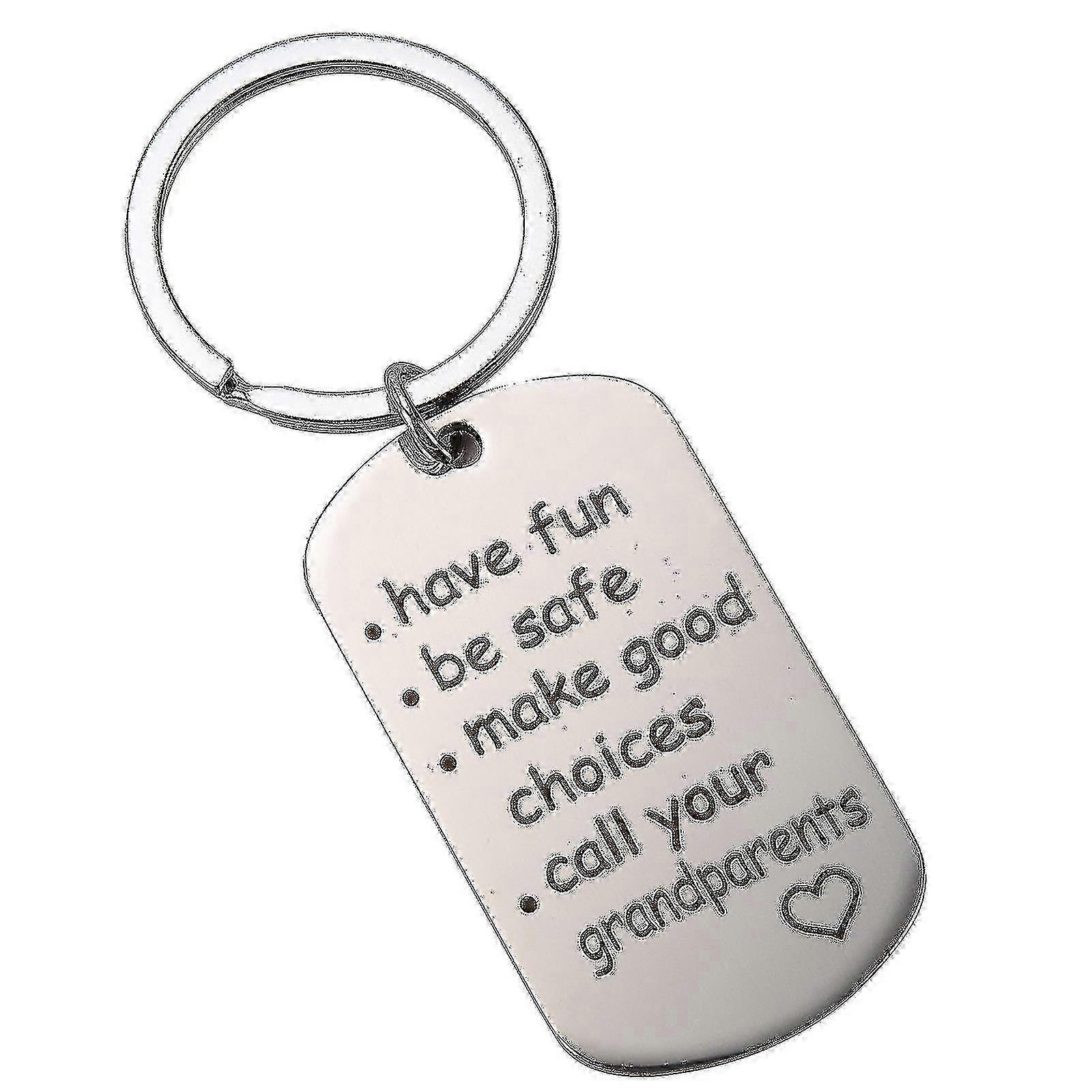 2024年新作ホット「おばあちゃん、おじいちゃんに電話」キーホルダー 楽しく安全に、良い選択をしましょう キーホルダー