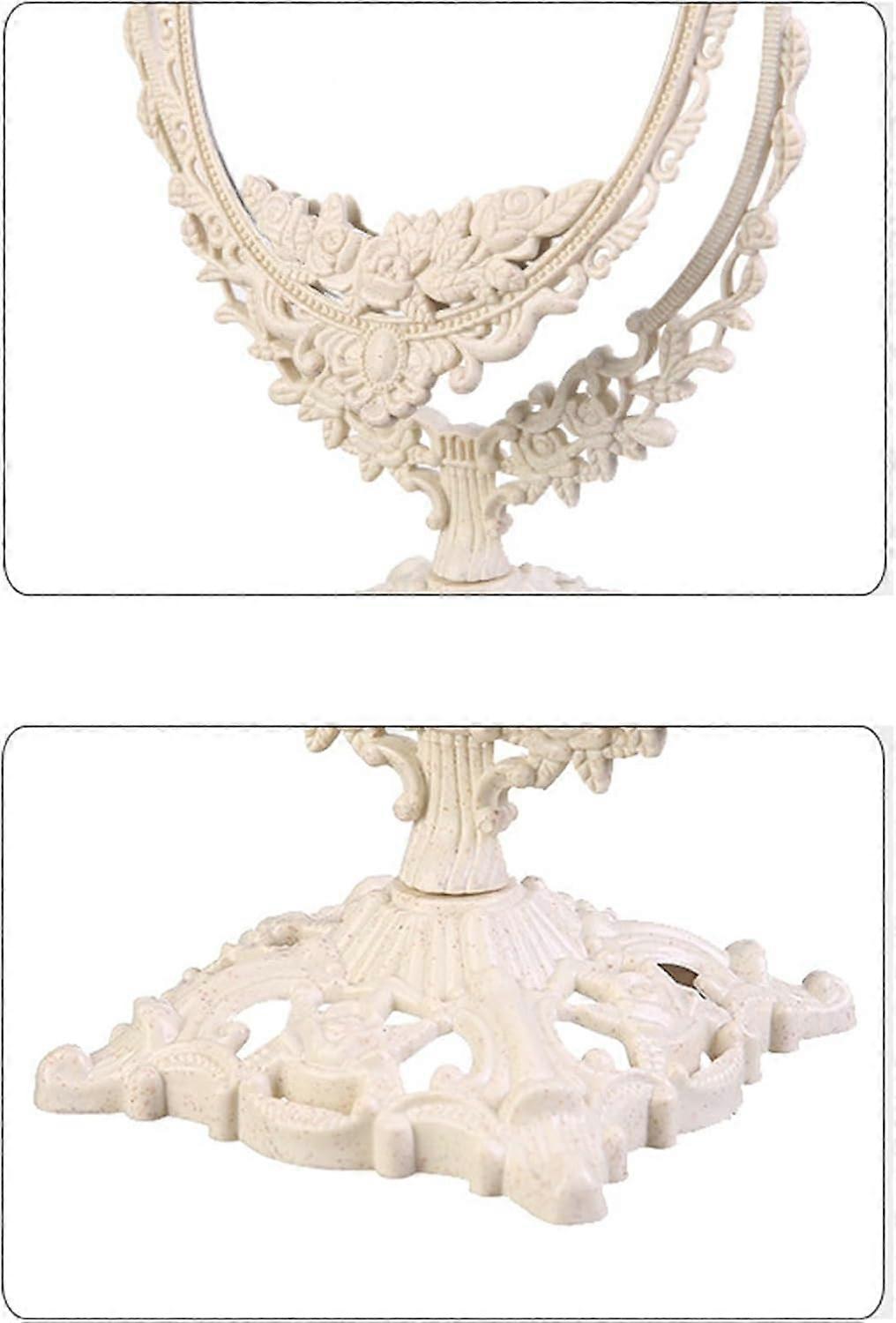 Retro Table Mirrored Double Side Rotation Makeup Cosmetic Oval Shape Vanity Table Rotating DoubleSided Mirrored Vanity