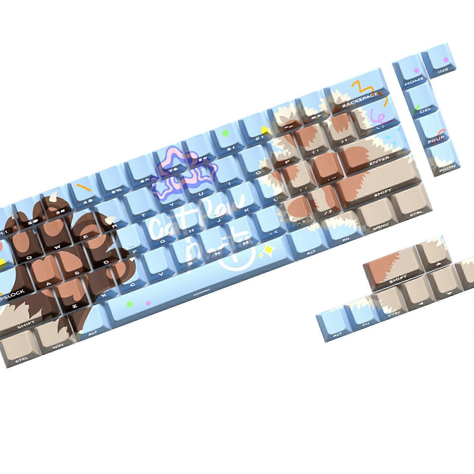 Cats Paws Party Theme Keycaps 74Key Double Shot Side Print Backlits Keyset Dye Sublimations Widely for 61 65 67 68 Multicolor