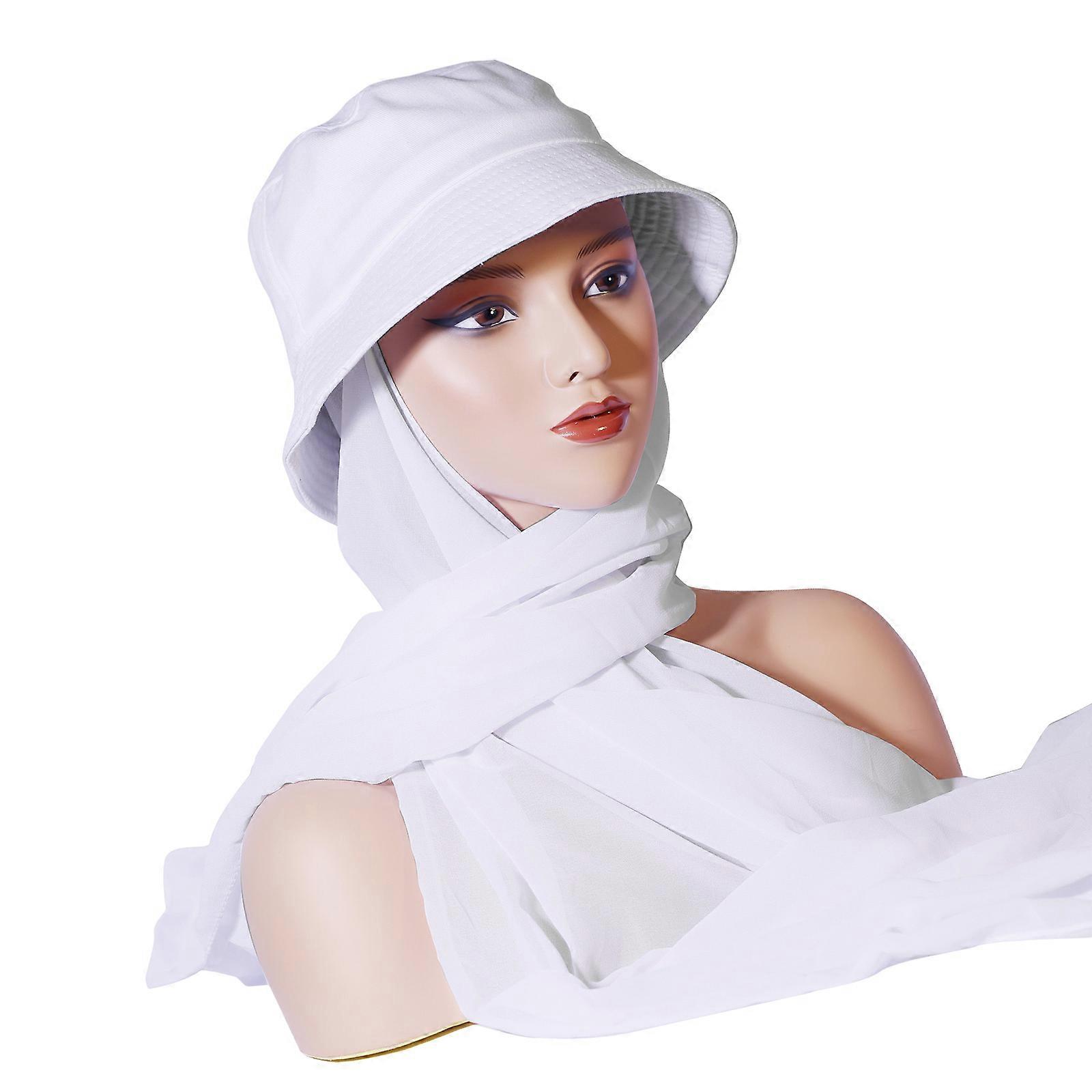 Dámské Módní Hijab Šifón Klobouk A Šátek Combo Ideální Pro Jaro A Podzim Sněhové vločky bílá