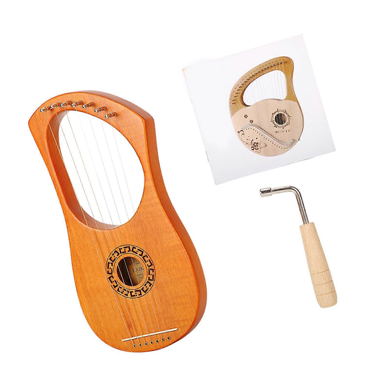 7 Tone Wooden Lyre Harp Lightweight Design With Natural Tone Lyre Instrument For Music Enthusiasts And Beginners Use Multicolor