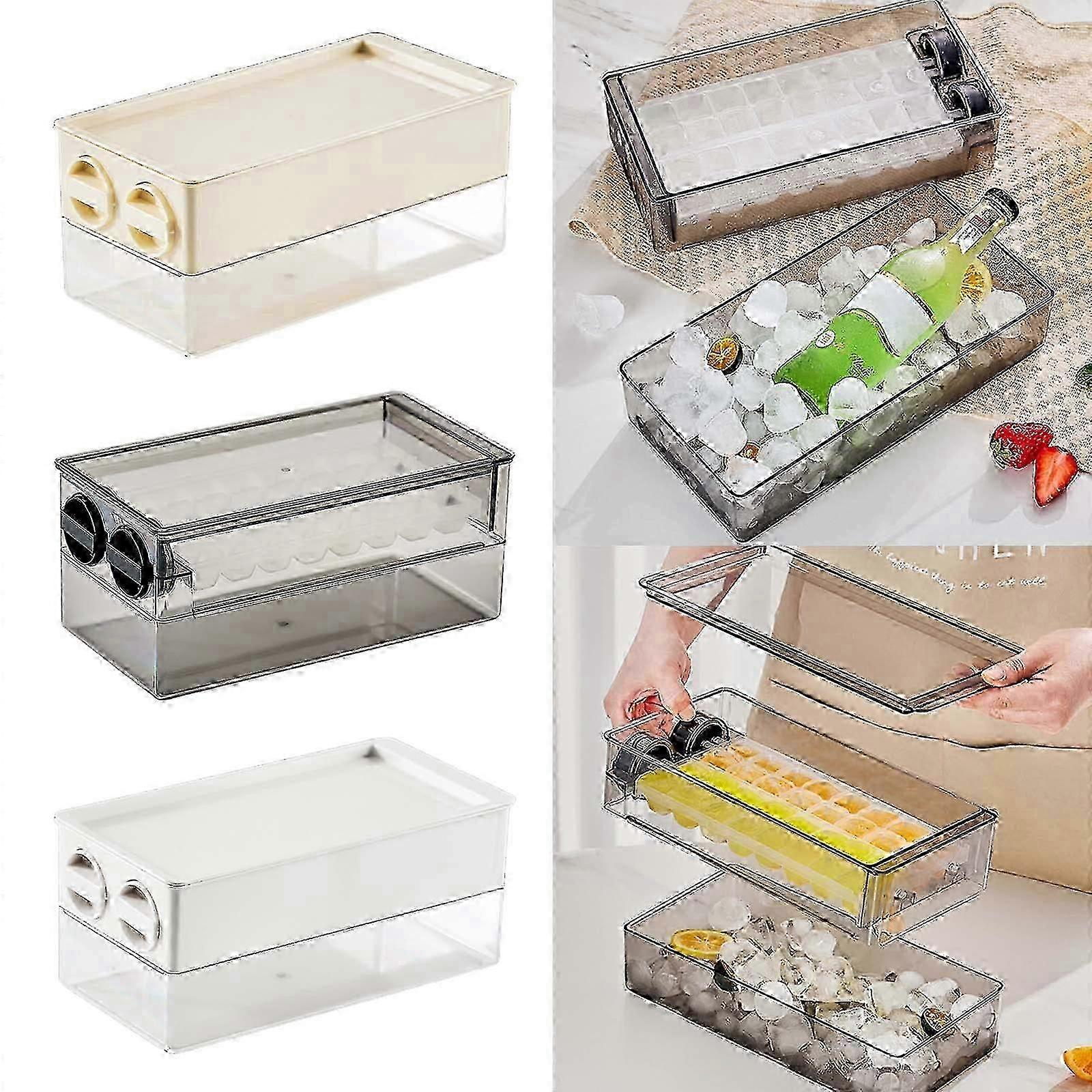 Refrigerator Drawer Ice Storage Container 32 Grid Ice Cube Mould Box Popsicle Molds Maker Tray
