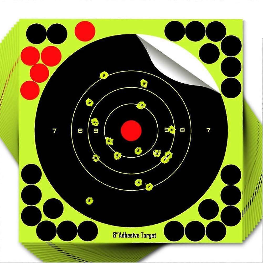 Cibles 8 pouces réactifs éclaboussures Auto-adhésif Cible de tir jaune fluorescent vif sur les autocollants de pistolet d’impact (25 Pcs)