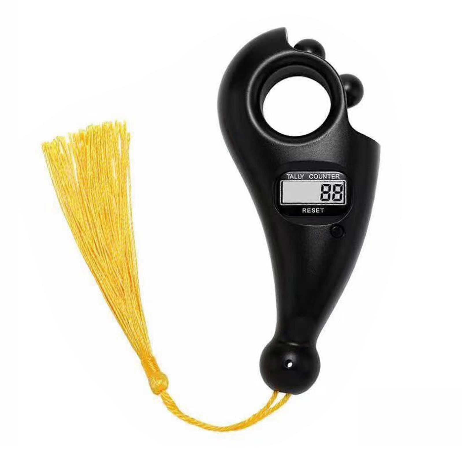 Digital Finger Tasbih Counter with Rotating Prayer Beads for Muslim Worship Black Portable