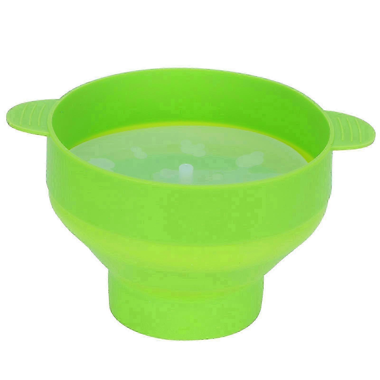 Popcorn Bucket Folding Silicone DIY Popcorn Maker Bowl with Lid Kitchen Accessory(With HandleGreen )