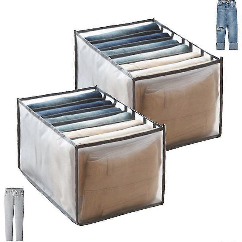 Luxora 2 Pcs Jeans Organizer Storage Drawer Pants Foldable Mesh Wardrobe