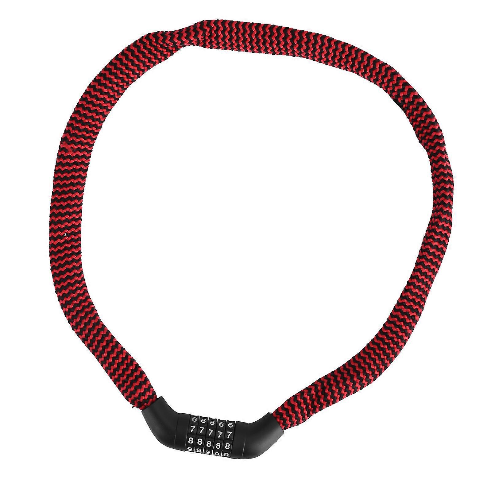 5 Digit Combination AntiTheft Bicycles Lock Portable Bike Chain Lock Resettable Keyless Bicycles Lock Easy to Use  Red