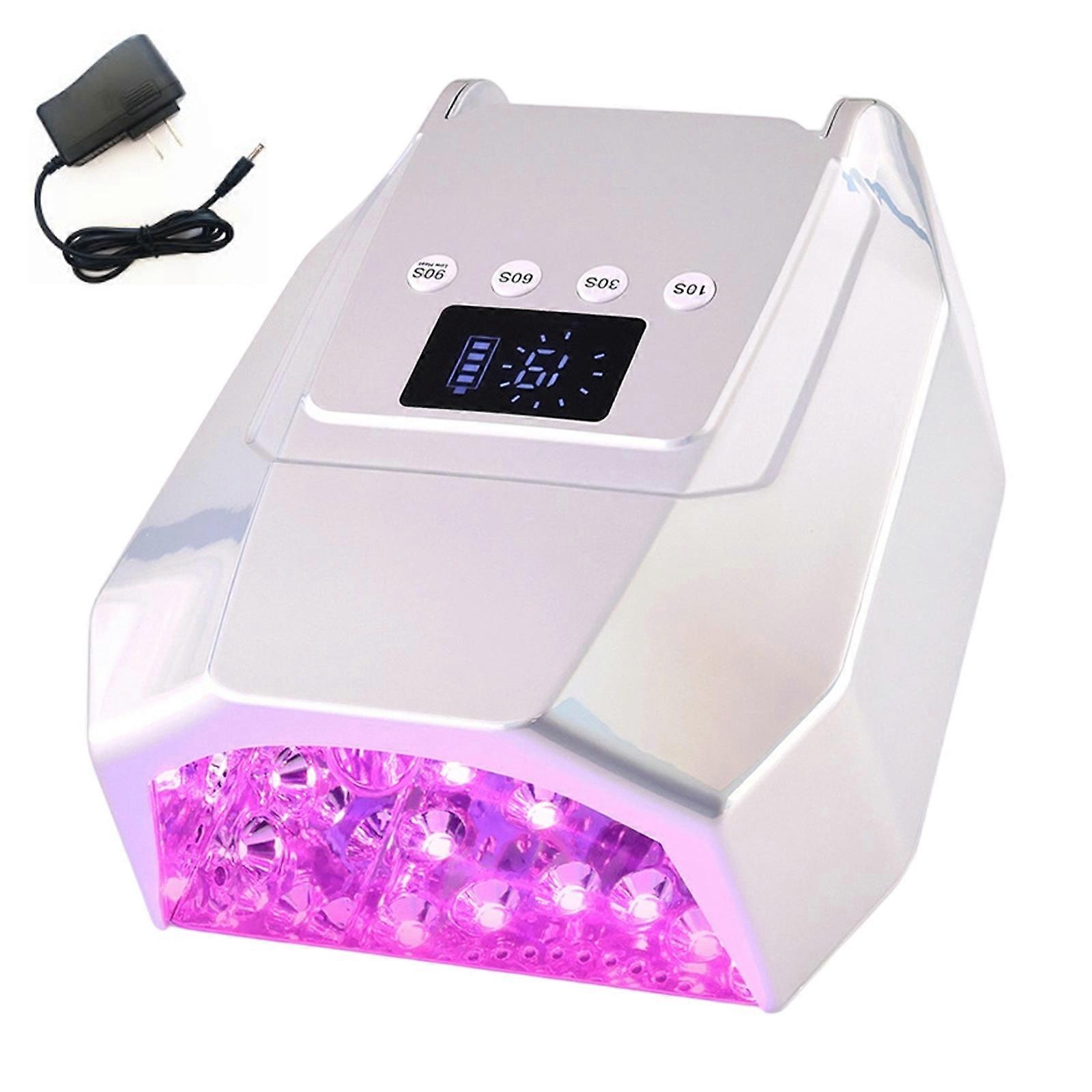 LED Nail Lamp 98W Nail Dryer for Gel Polish with LCD Display 4 Timer Settings Professional Curing Lamp Light 30 Beads  Silver plating