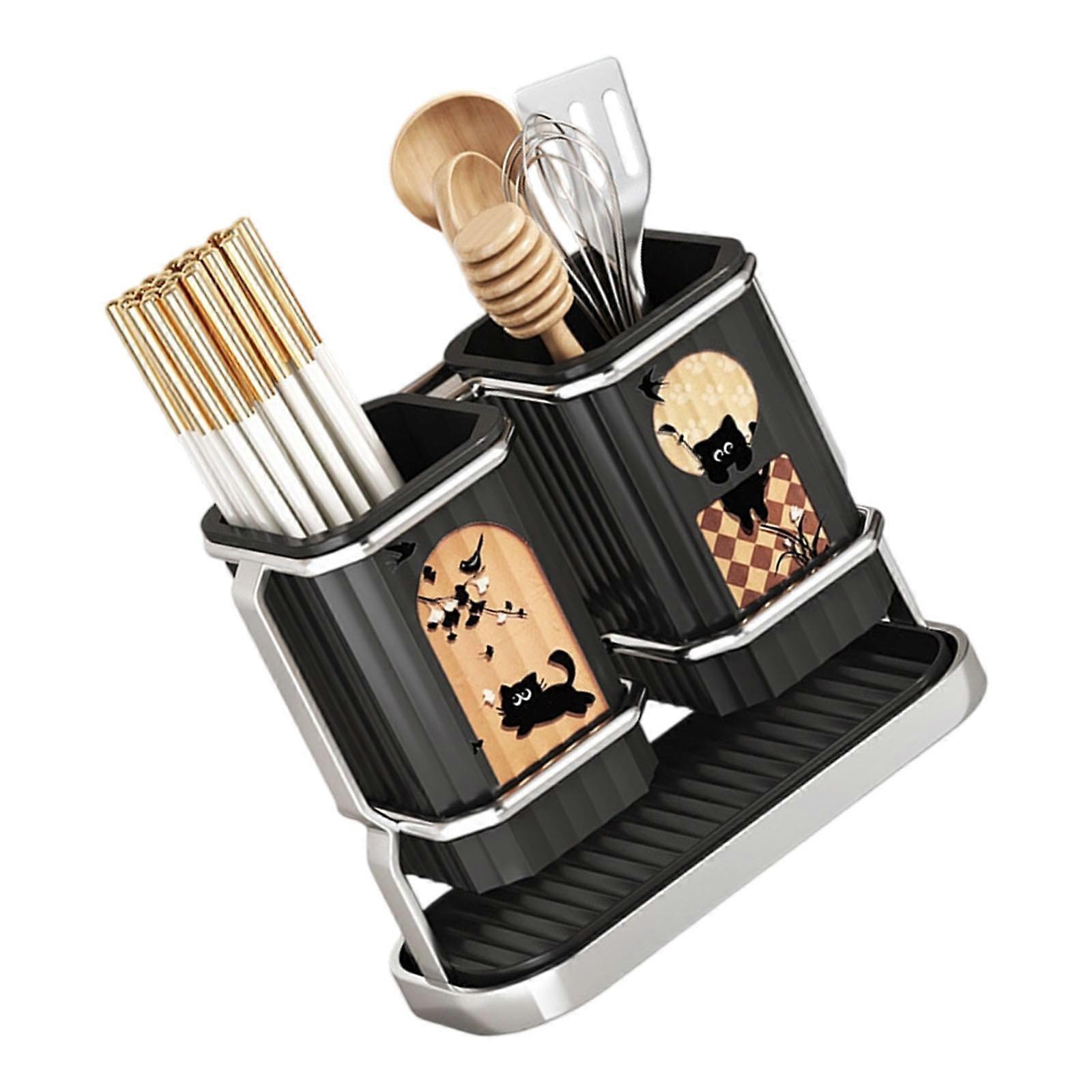 Multipurpose Cutter Holder And Chopstick Organizers With Sturdy ABS Construction For Compact Kitchen Storage And Countertop Space Saving Multicolor