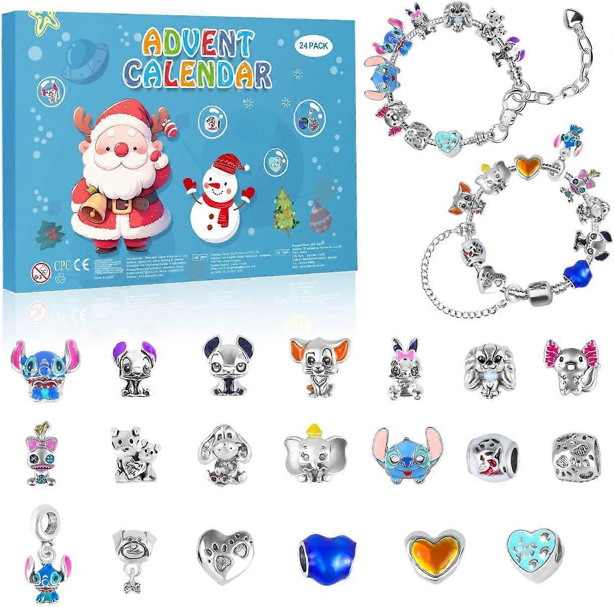 2025년 신상품 크리스마스 선물 카운트다운 캘린더 어드벤트 쥬얼리 블라인드 박스 스티치아이 팔찌 선물 상자 여성용 쥬얼리