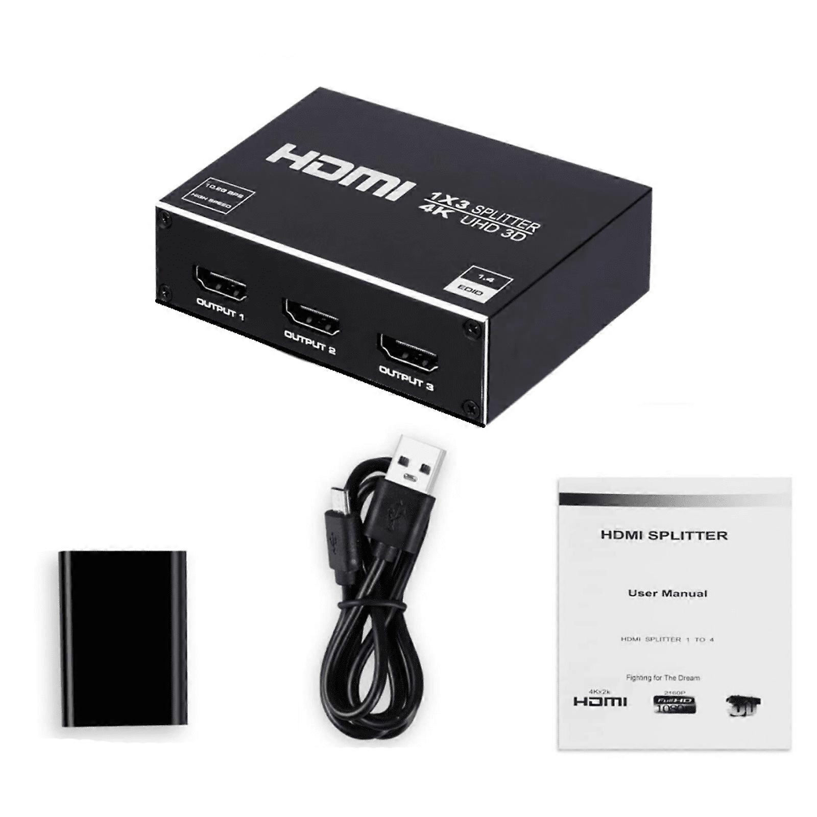 1x3 HDMI Splitter 3D Video, Deep Color 8/10/12 bit, HDCP Compliant for Home Entertainments and Presentations