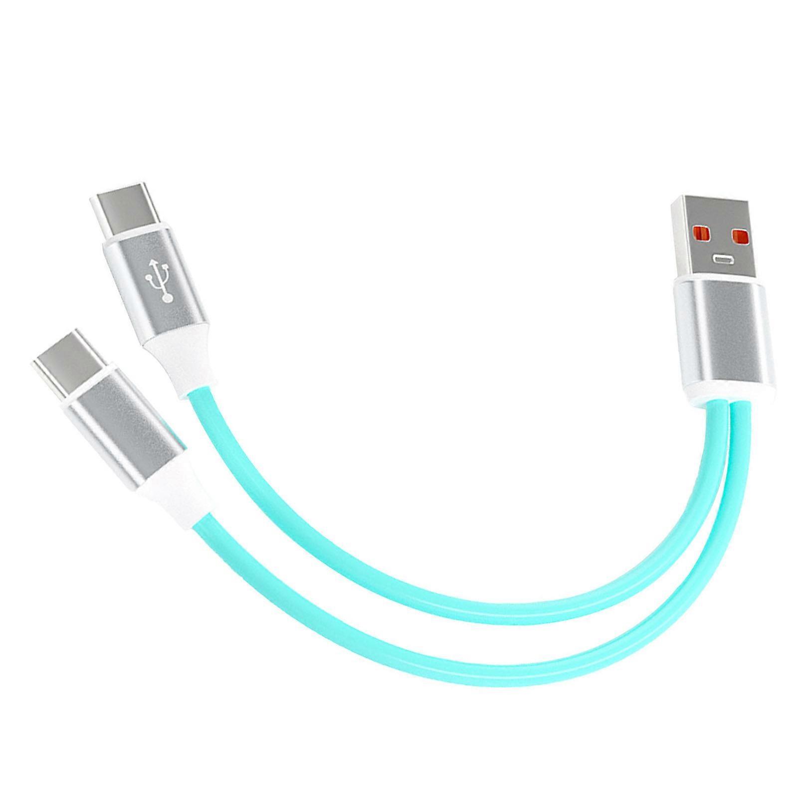 Multi2 in 1 USB CスプリッターYケーブル、USB-2ポートタイプCコード、1-2同期携帯電話用充電ケーブルアダプター緑