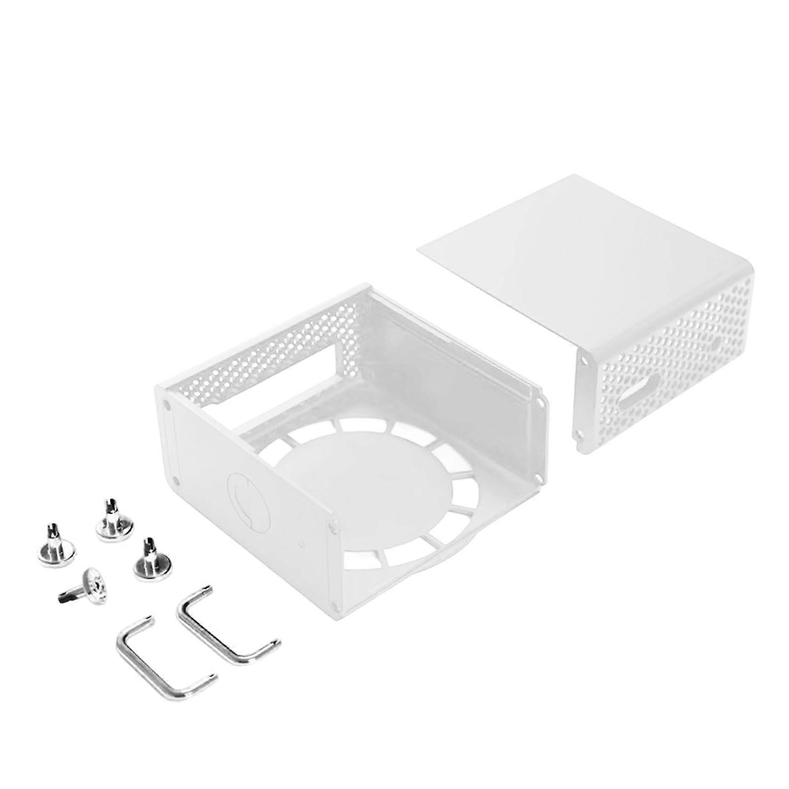 Metal Vertical Stand All Around Protections For Mini Desktop Computer Featuring Precise Cutouts And Cooling System  White