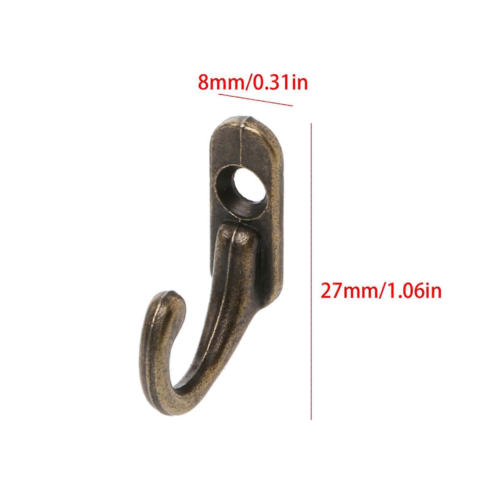 10 Pcs Heavy Duty Robe Hook Simplicity Hanger Vintage Bronze Small Hooks for Hanging Hat Towel Bag Rope Easy to Install Multicolor