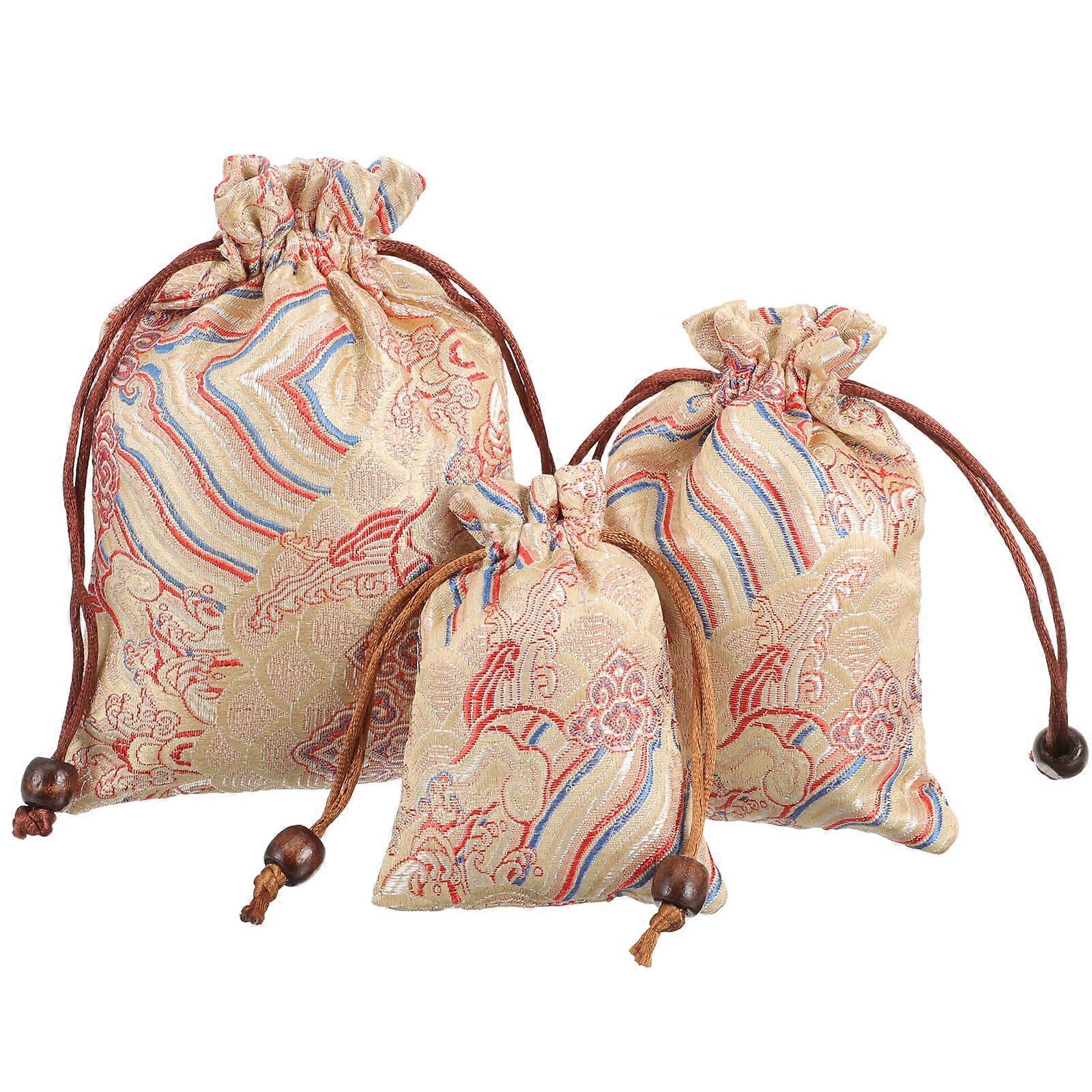 3pcs Small Drawstring Bags Drawstring Jewelry Pouches Delicate Drawstring Pouches