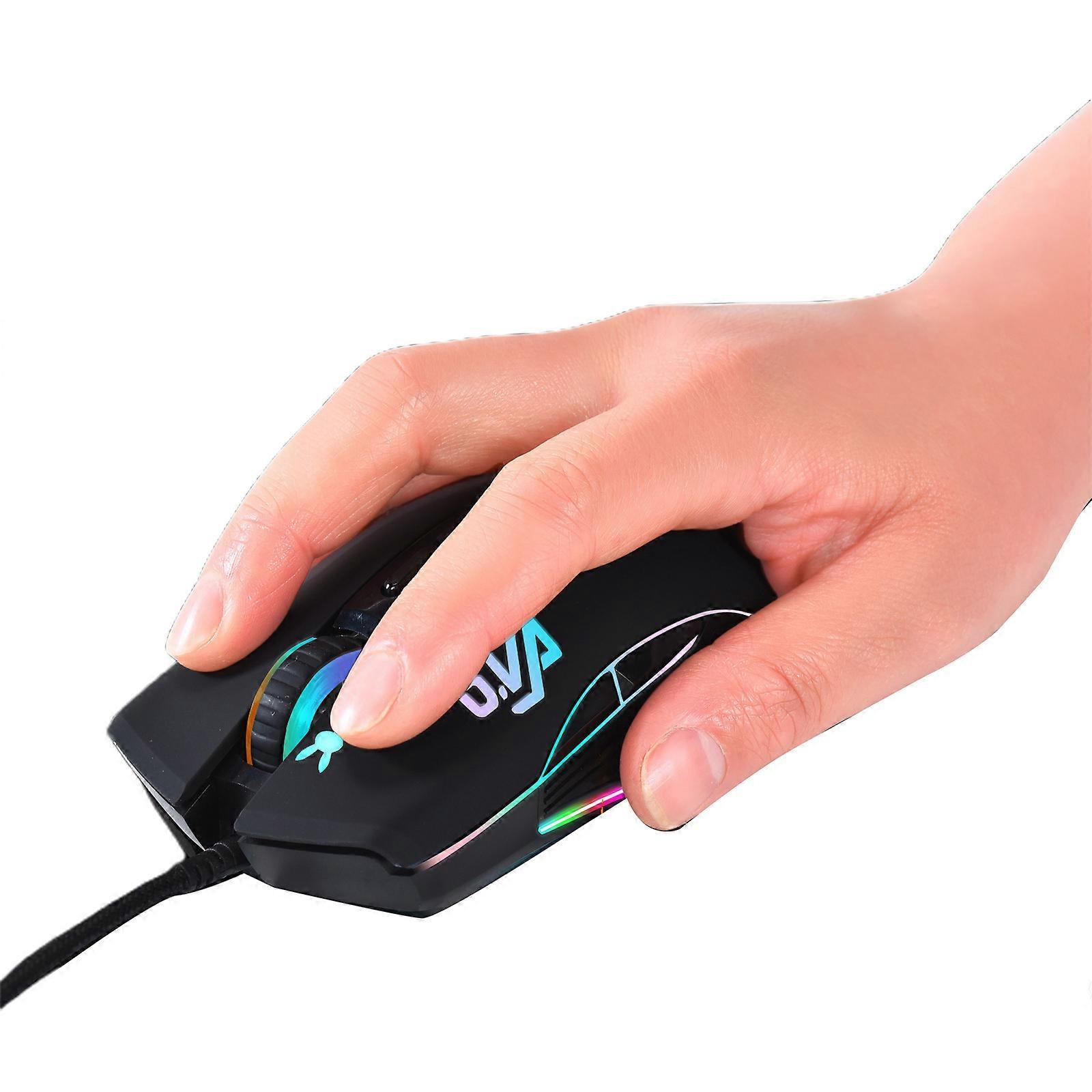 TypeC Corded Mouse 7200DPI 7-Button Type C USB RGB Optical Mouse For Desktop Computer Game Mouse  Black