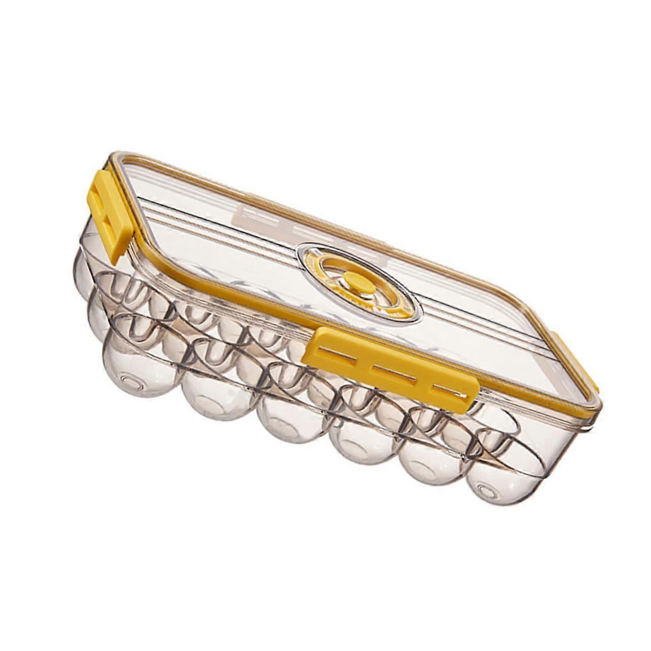 Reusable 18compartment Stackable Egg Box Yellow Timer For Refrigerator Egg Storage Tray For Kitchen Organization