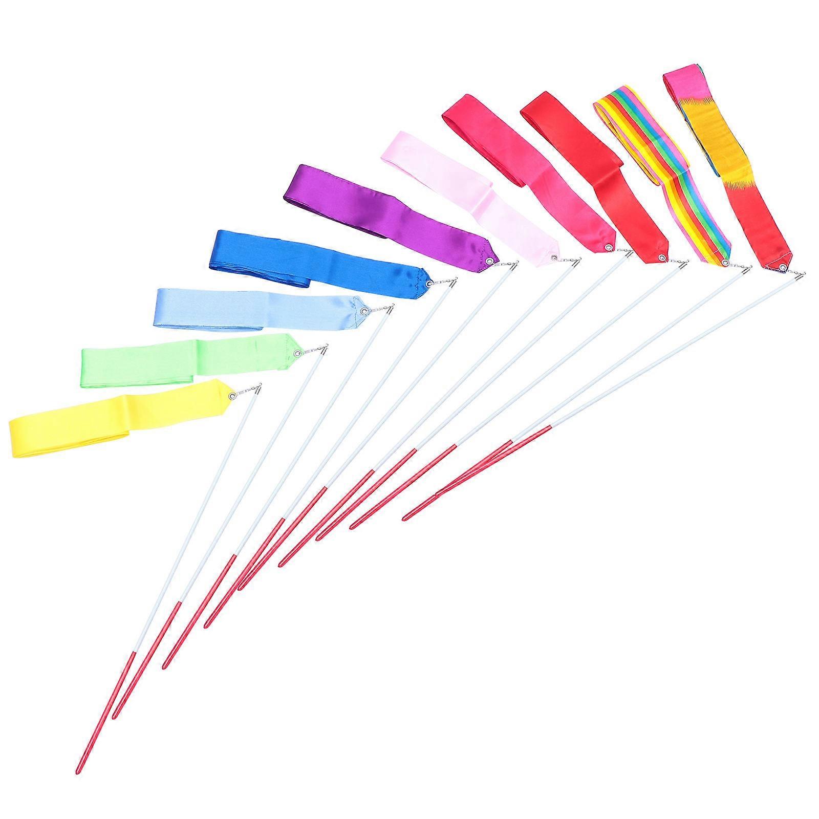 Gymnastics Ribbon Dance Ribbons for Training 10Pcs Assorted Colors