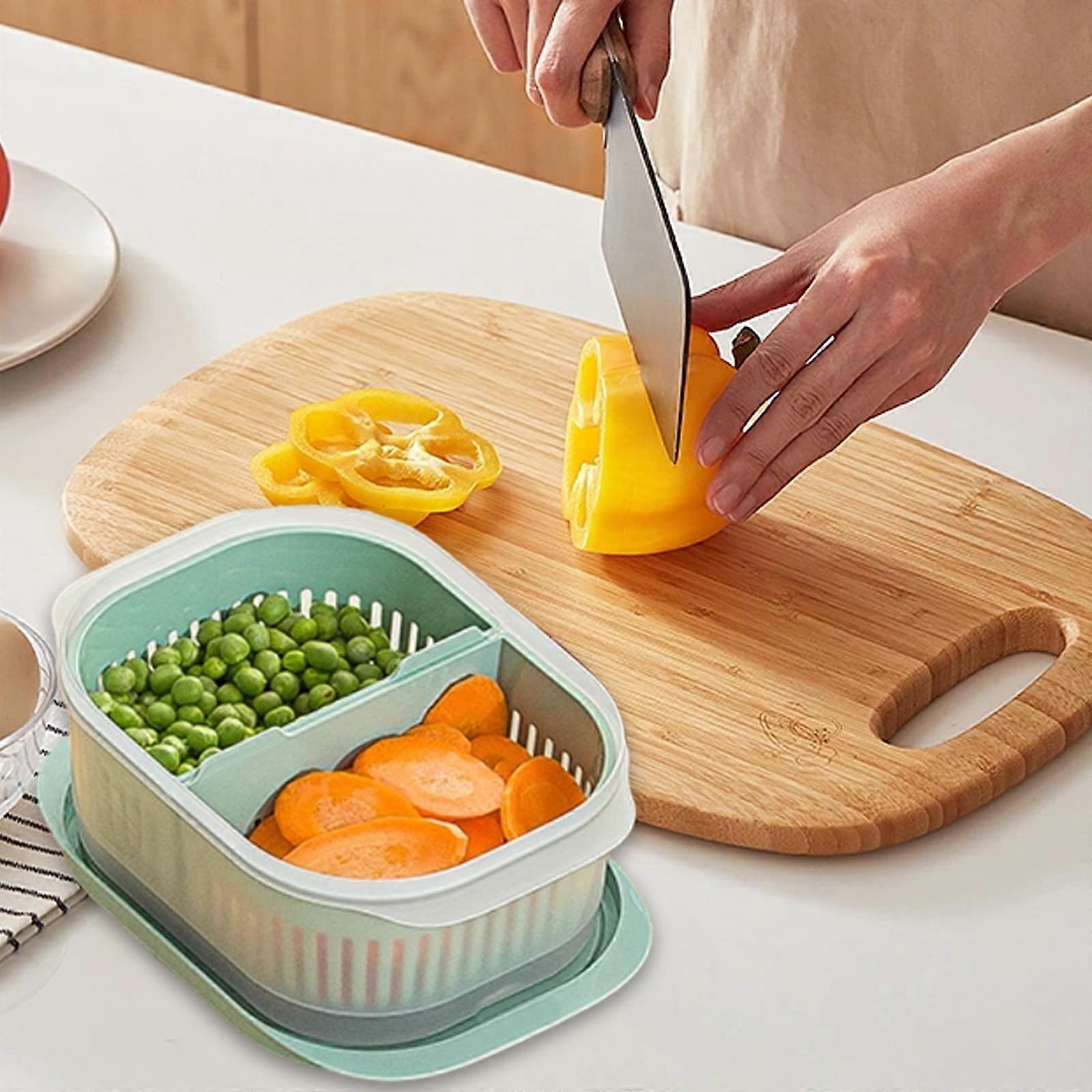 Onion Storage Container with Seal Lid & Strainer, Odor-Free Double Layer Bowl for Fridge - Compatible with Tomato, Ginger, Garlic Organizer