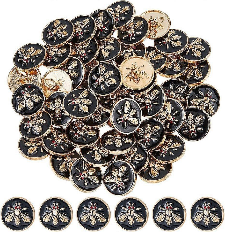 32Pcs 0.7inch Enamel Bee Buttons Alloy Flat Round 3D Bee Buttons Metal Bee Round Button Vintage Black Bee Buttons for DIY Button Sewing Coat Uniform S